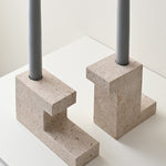 101 Copenhagen - Brick Candle Holder, Low - Limestone - Candle Holders