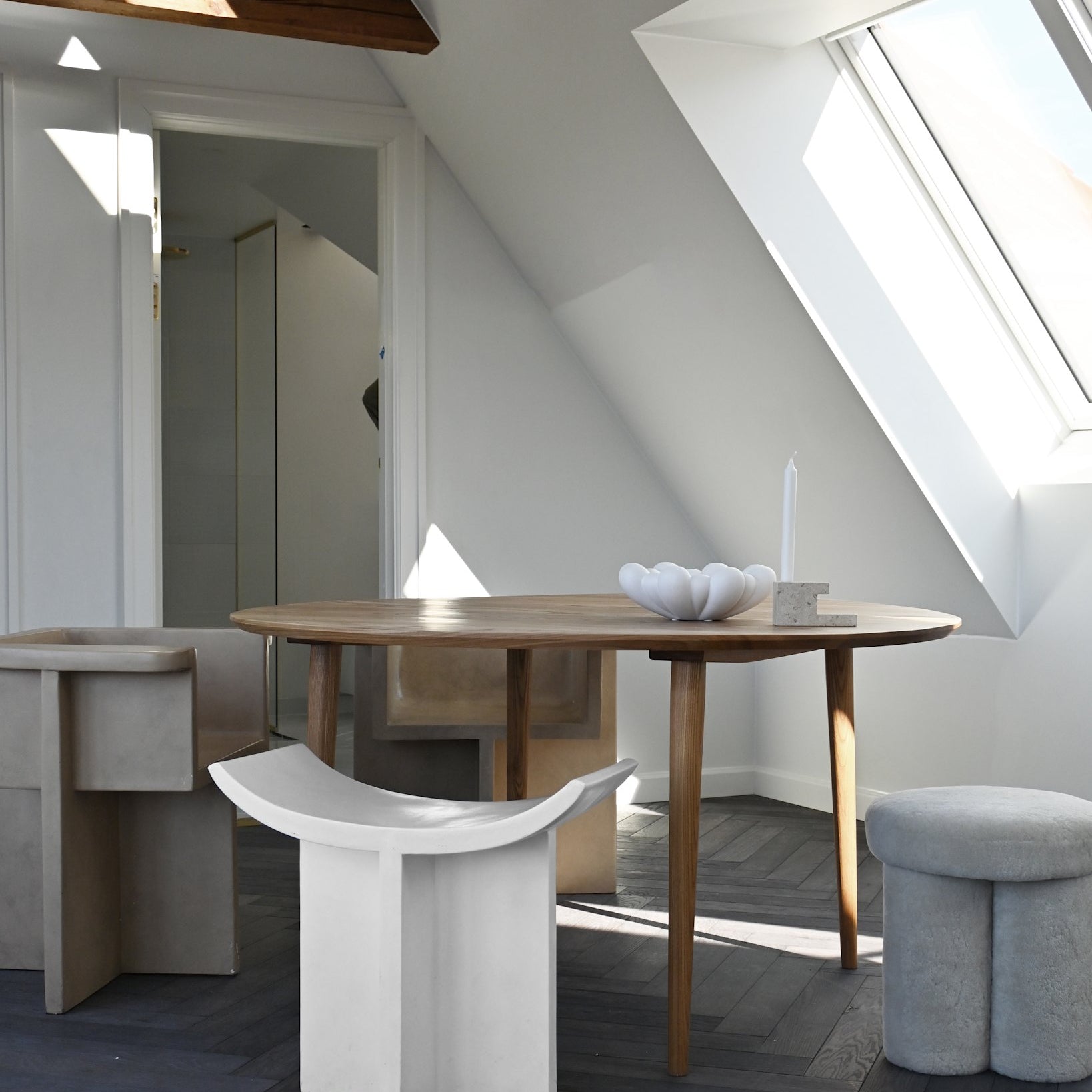 101 Copenhagen - Brick Candle Holder, Low - Limestone - Candle Holders