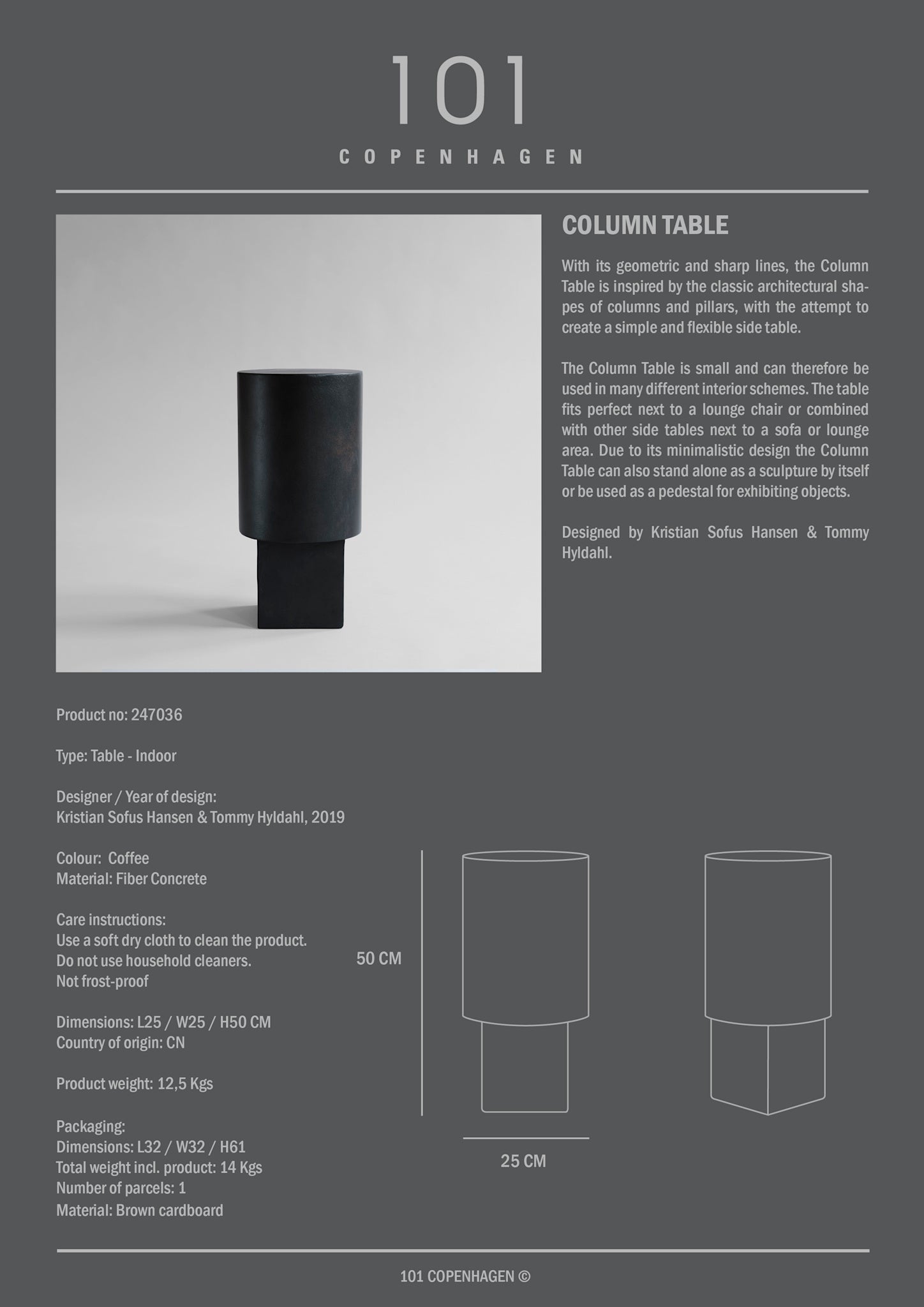 101 Copenhagen - Column Table - Coffee - Side Table