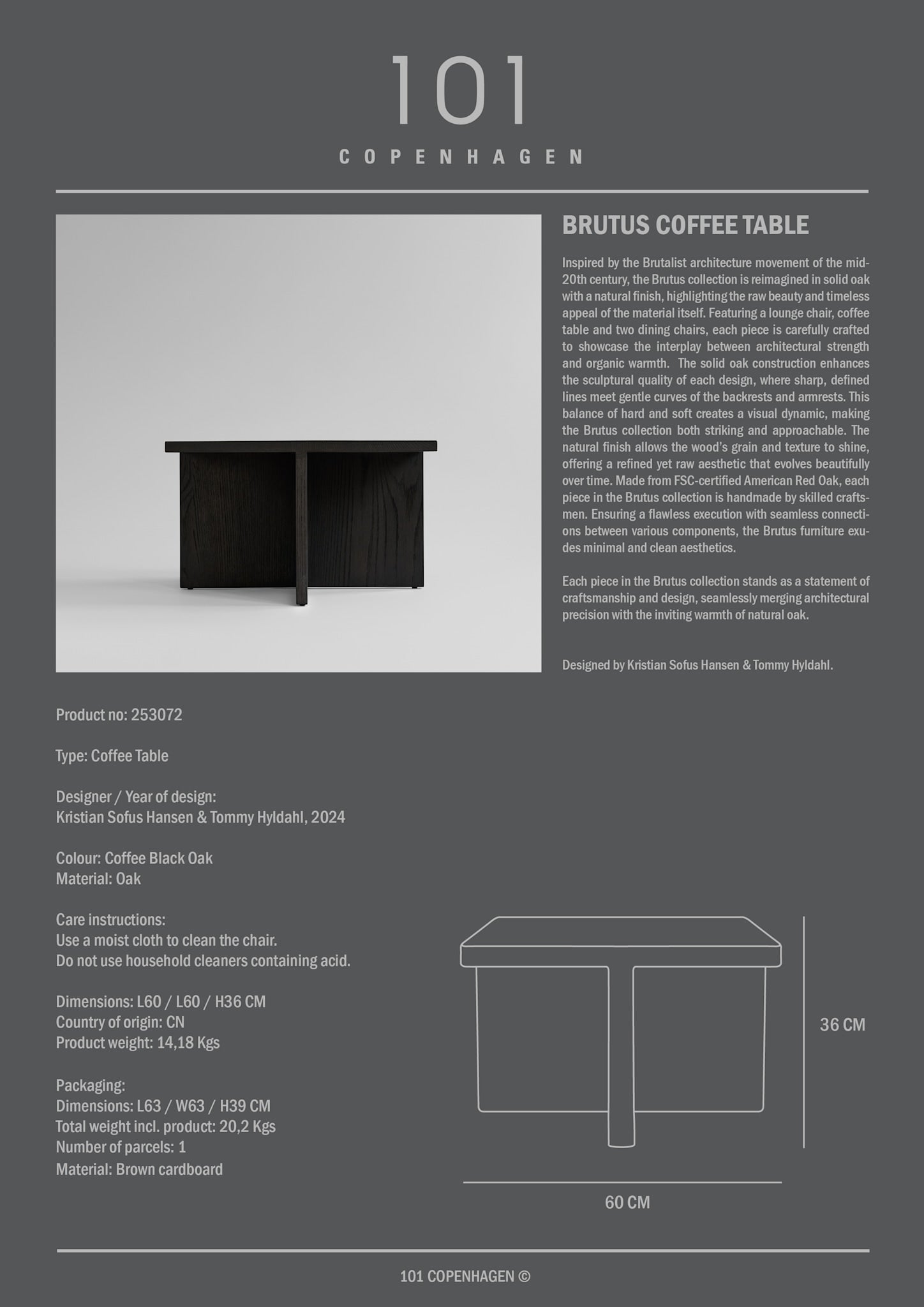 101 Copenhagen - Brutus Coffee Table - Coffee Black Oak - Coffee Table