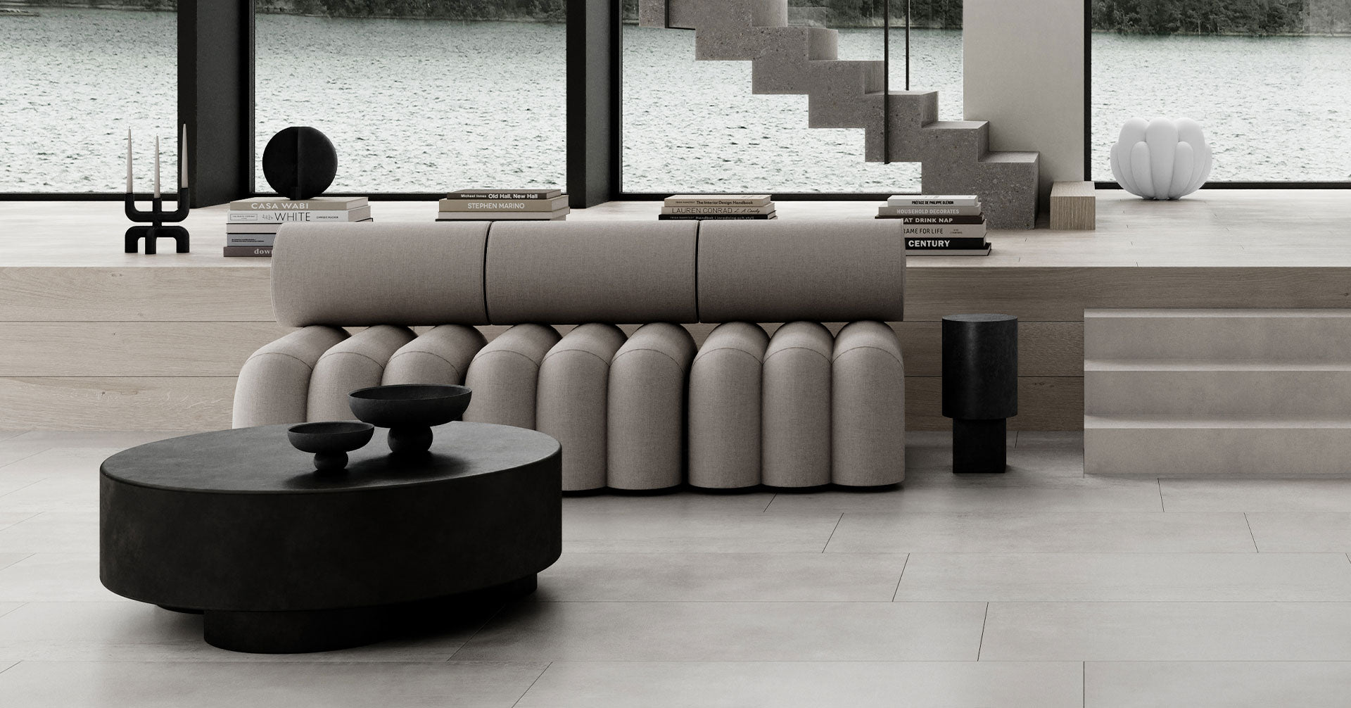 Copenhagen Foku chairs, coffee table and Baburu bowls