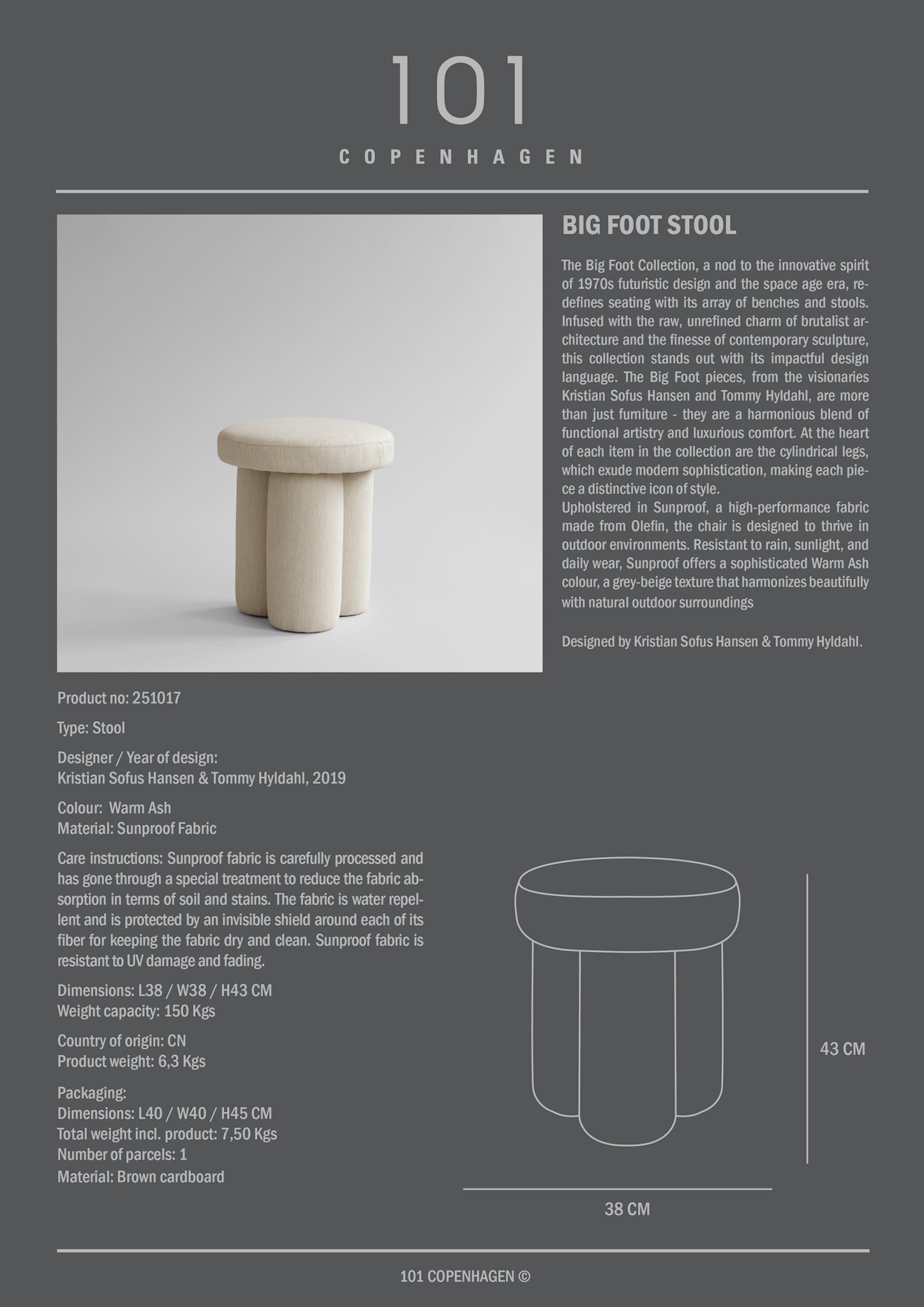 101 Copenhagen - Big Foot Stool - Warm Ash (C142) - Stool