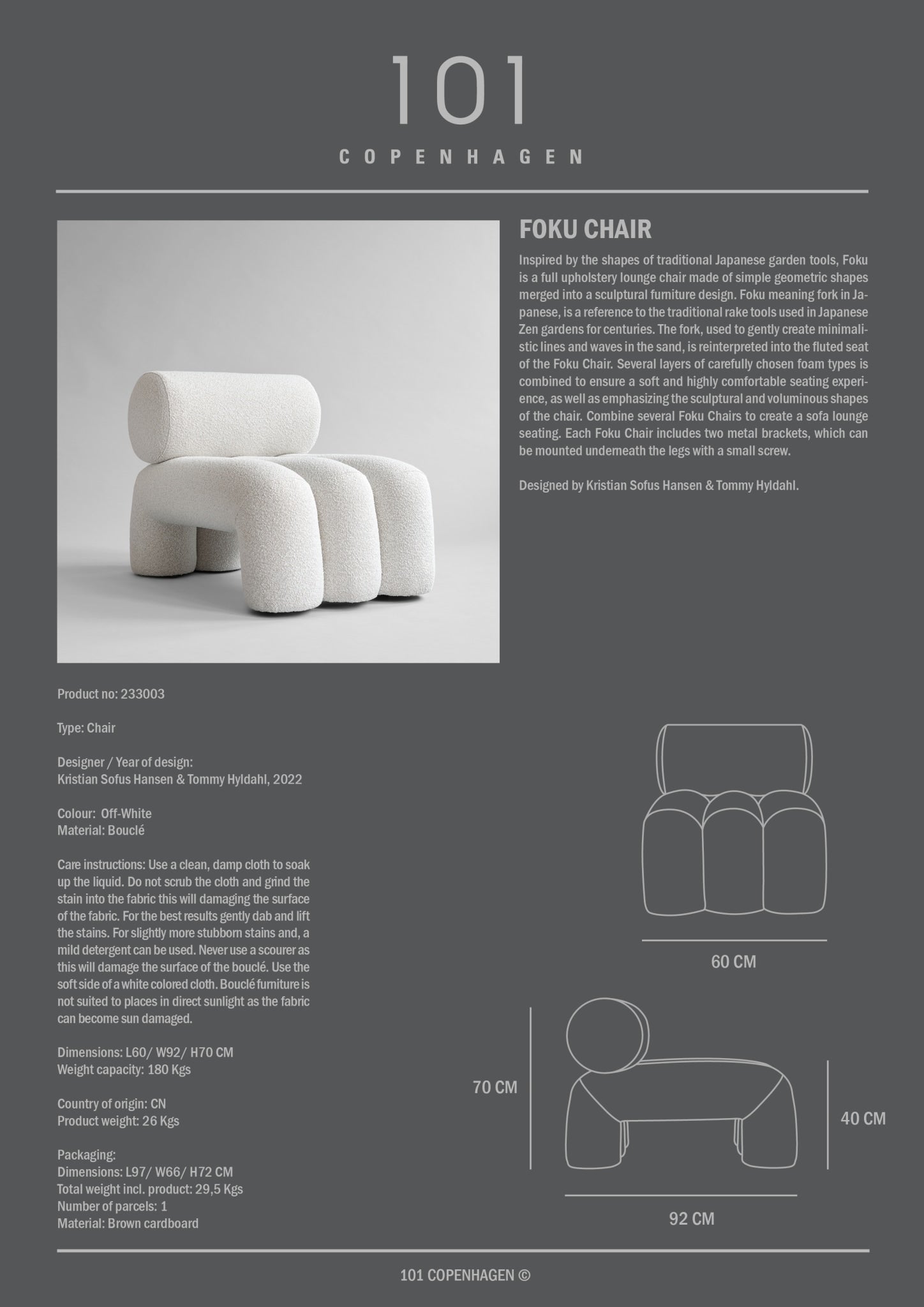 101 Copenhagen - Foku Chair - Off White (CPH 900) - Lounge Chair