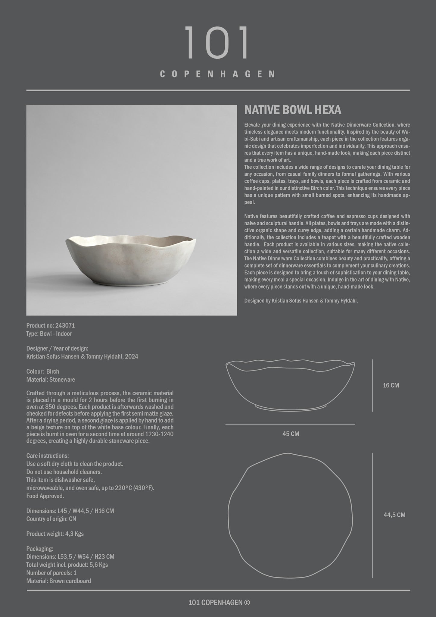 101 Copenhagen - Native Bowl, Hexa - Birch - Bowl