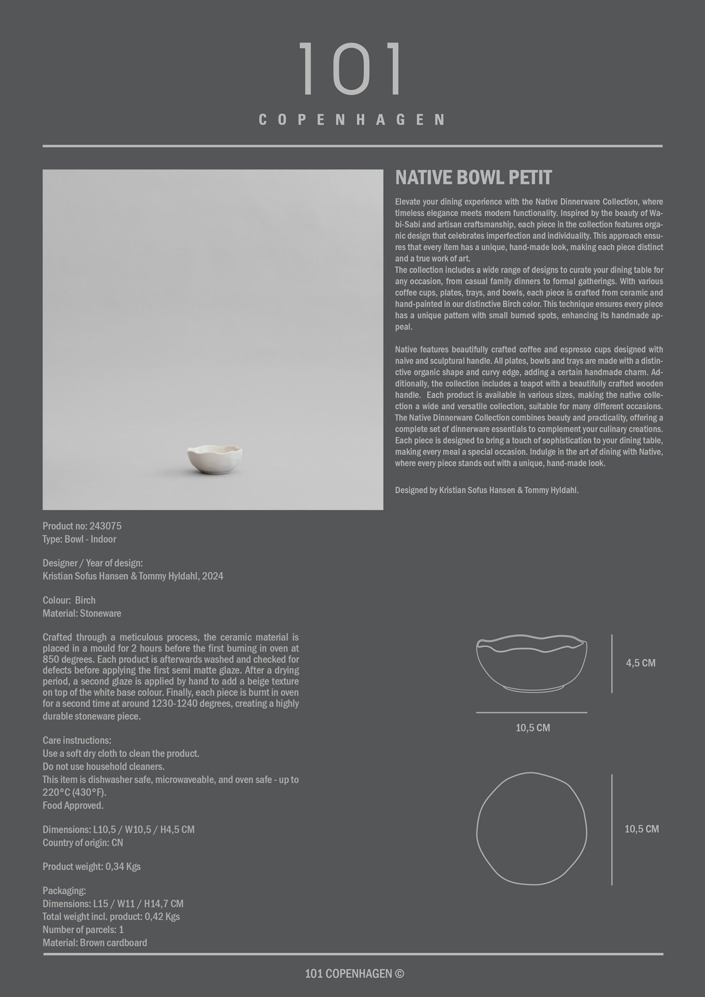 101 Copenhagen - Native Bowl, Petit - Birch - Bowl