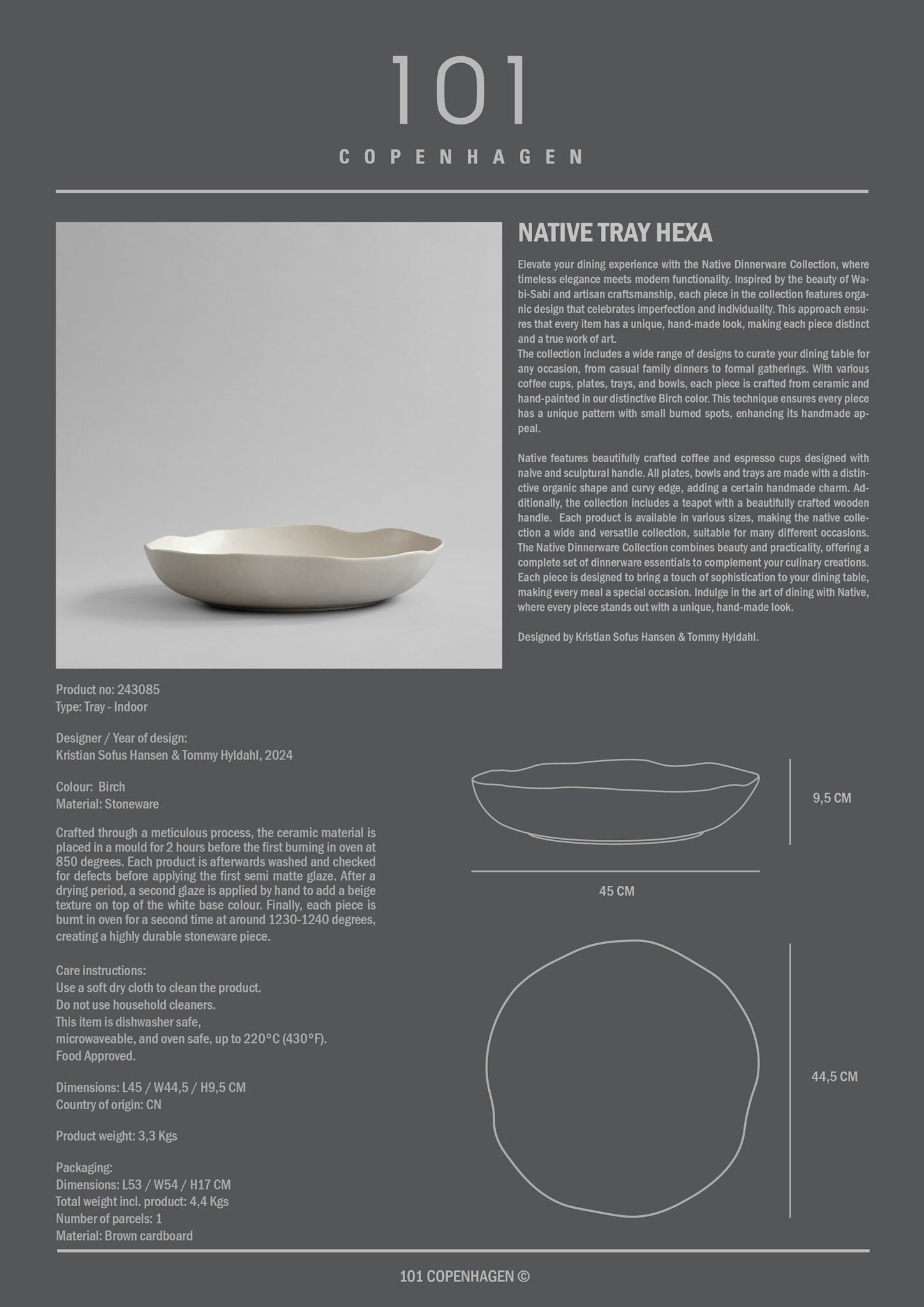 101 Copenhagen - Native Tray, Hexa - Birch - Tray