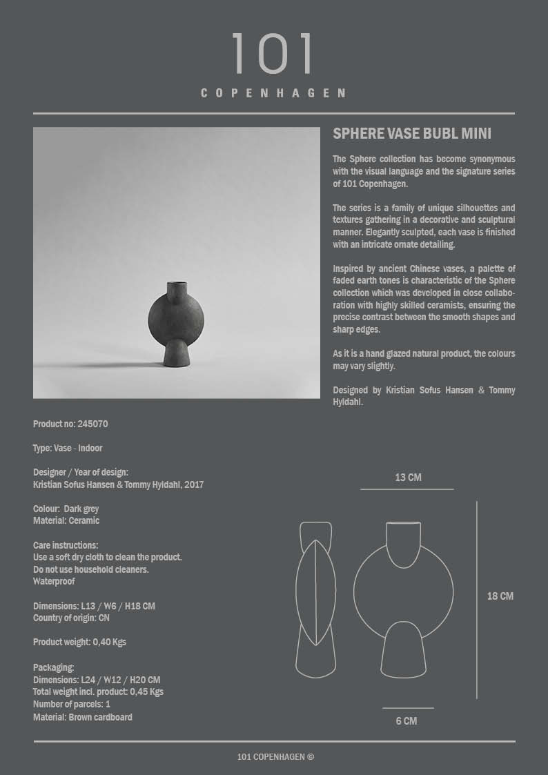 101 Copenhagen - Sphere Vase Bubl, Mini - Dark Grey - Vase