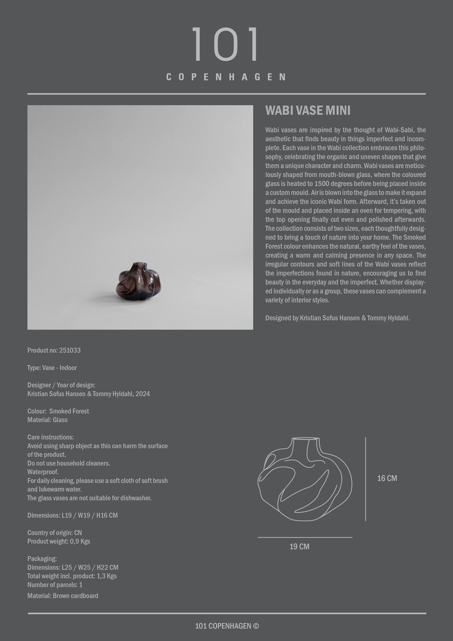 101 Copenhagen - Wabi Vase, Mini - Smoked Forest - Vase