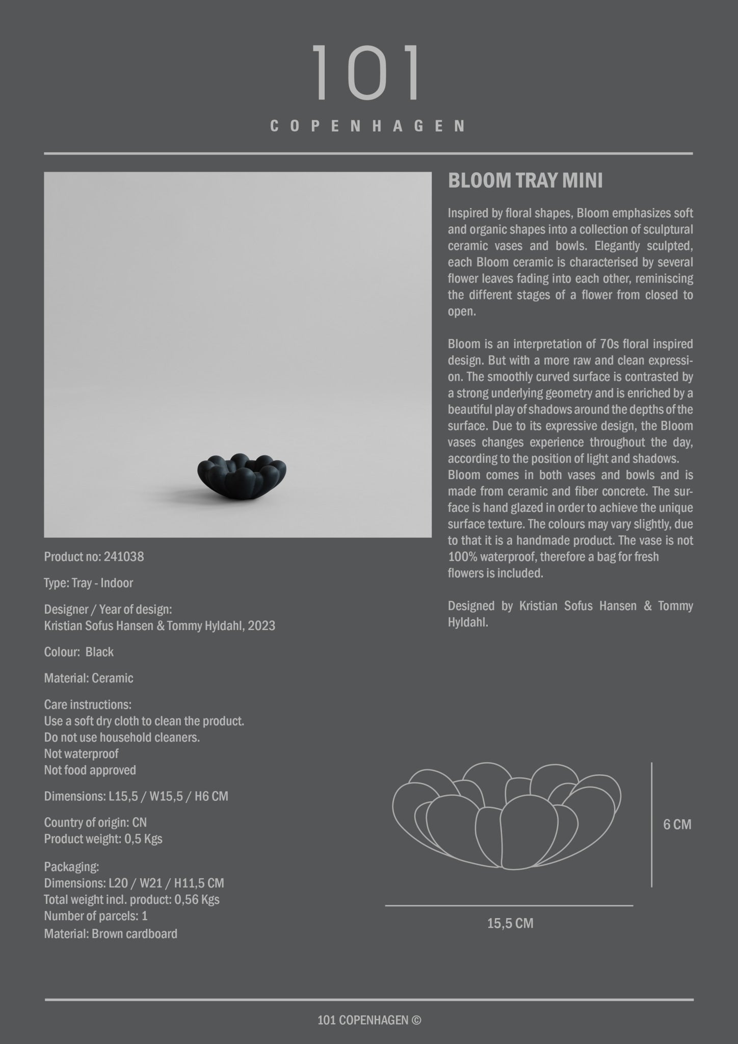 101 Copenhagen - Bloom Tray, Mini - Black - Tray