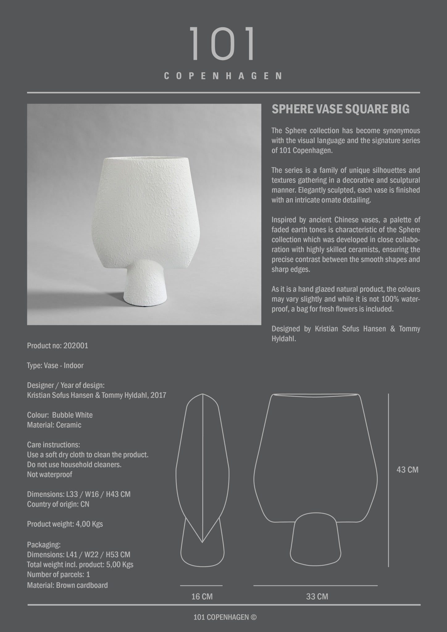101 Copenhagen - Sphere Vase Square, Big - Bubble White - Vase