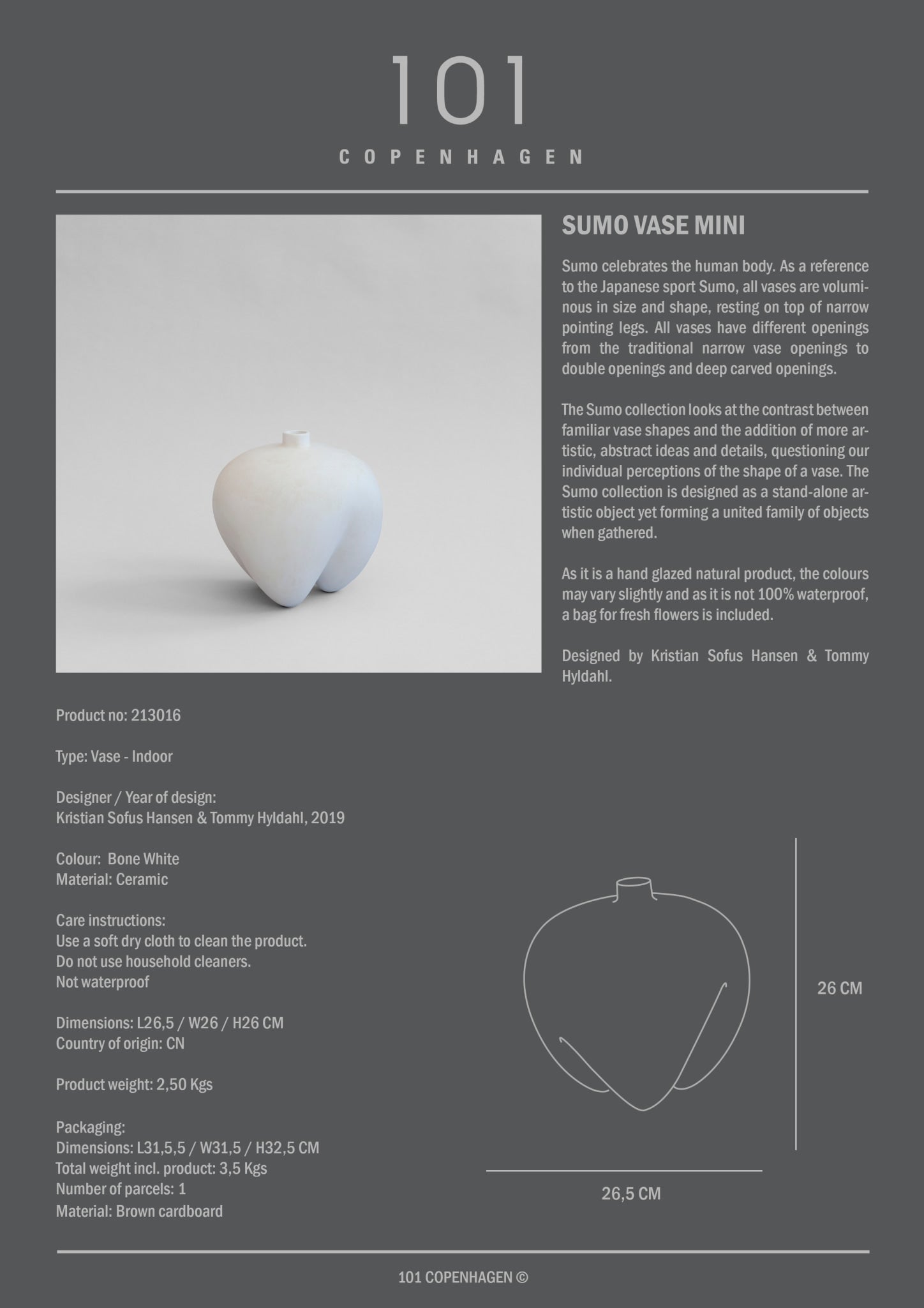 101 Copenhagen - Sumo Vase, Mini - Bone White - Vase