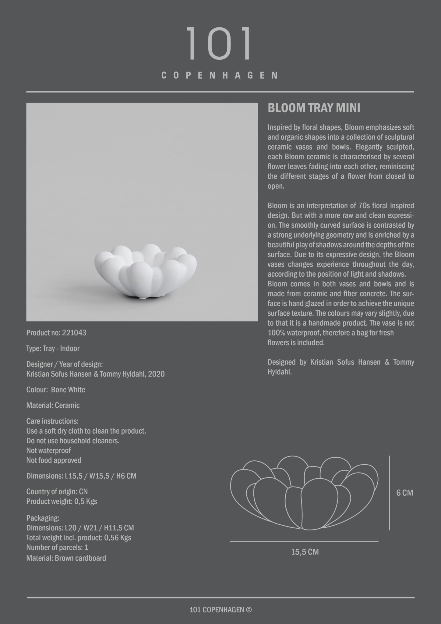 101 Copenhagen - Bloom Tray, Mini - Bone White - Tray