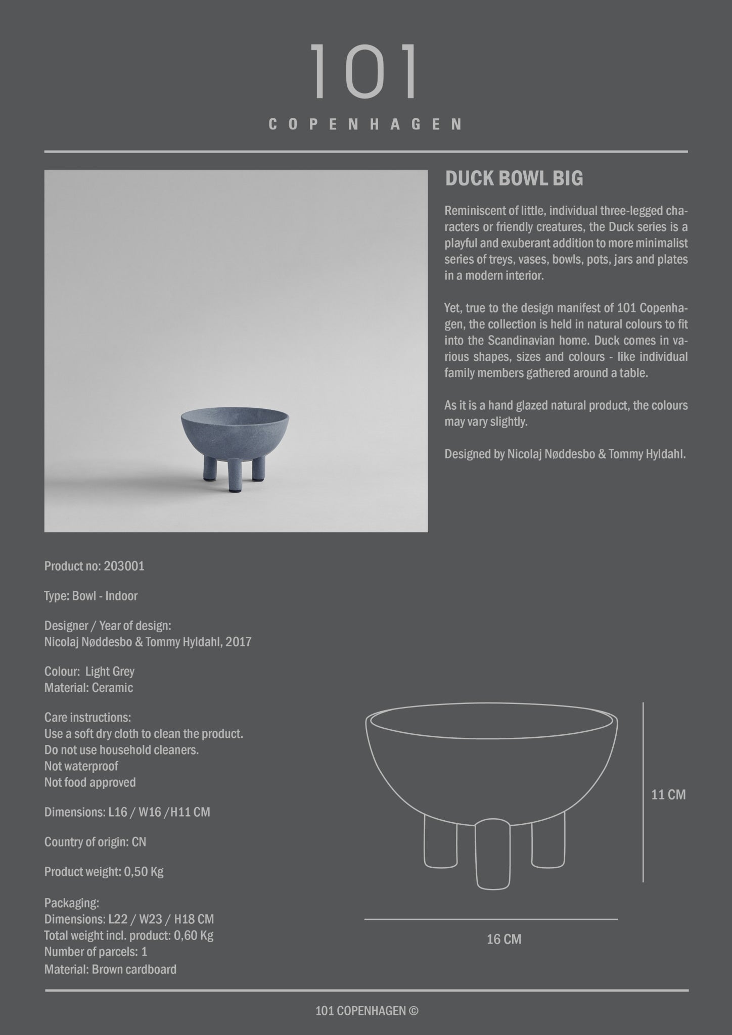 101 Copenhagen - Duck Bowl, Big - Light Grey - Archive