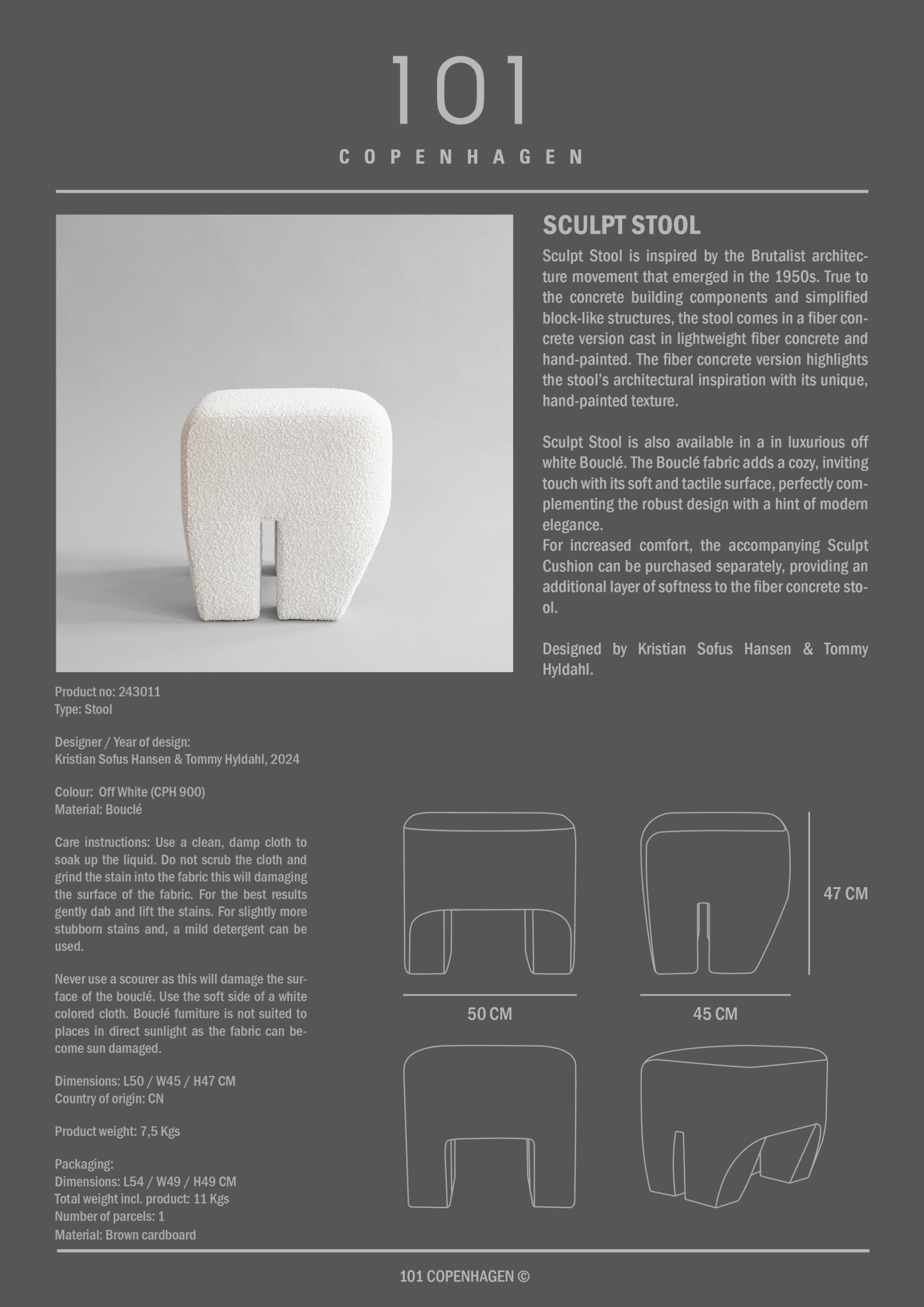 101 Copenhagen - Sculpt Stool - Off White (CPH 900) - Stool