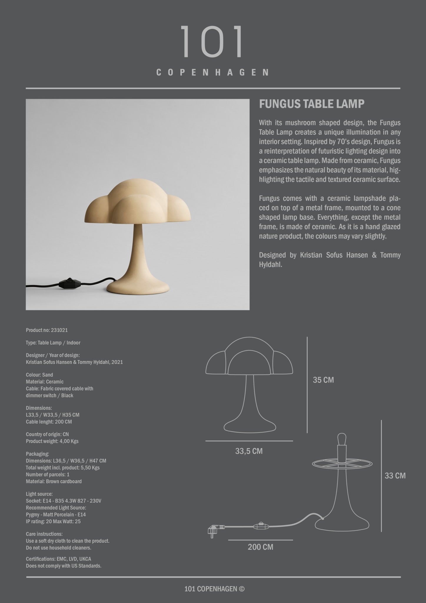 101 Copenhagen - Fungus Table Lamp - Sand - Table Lamp