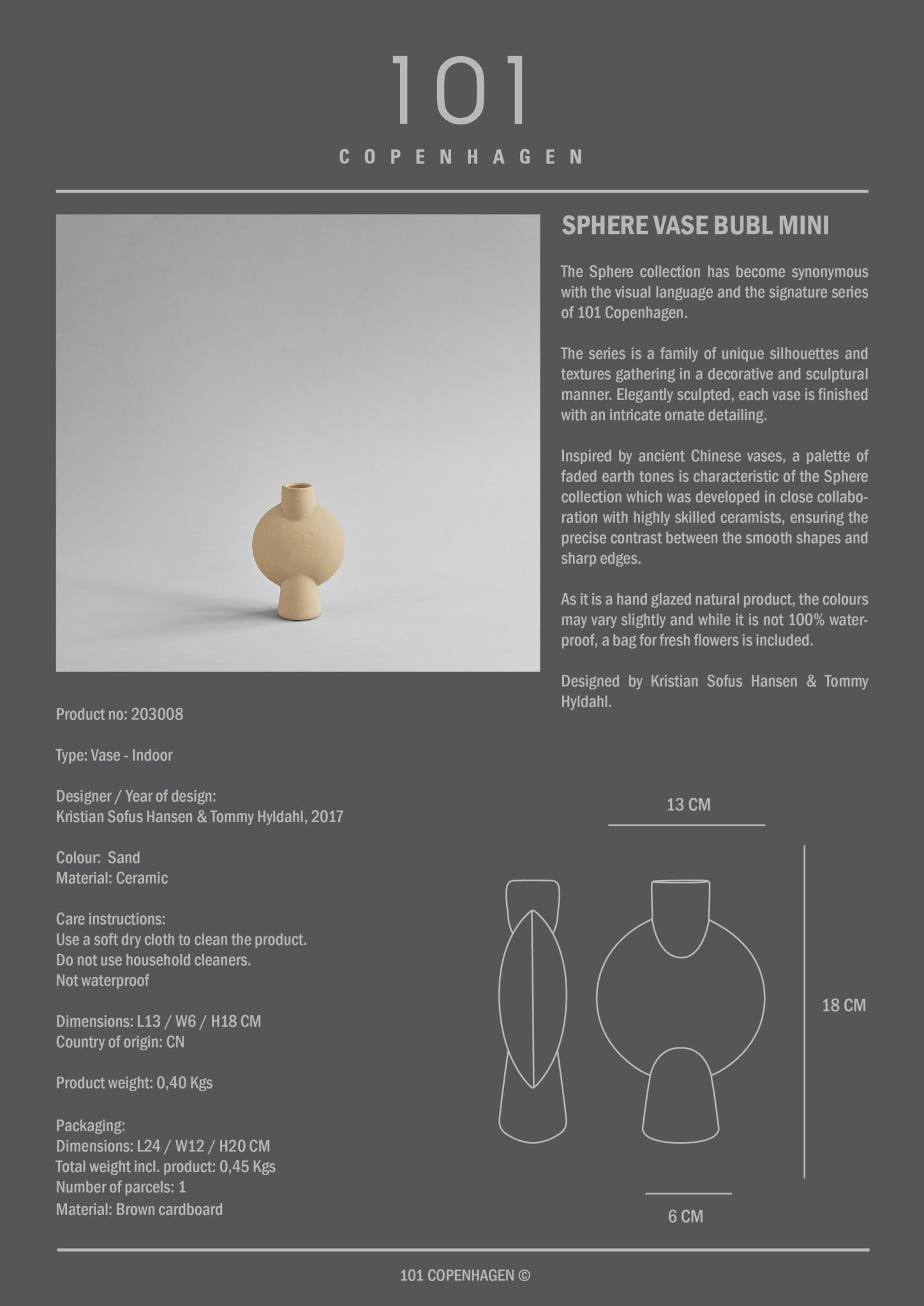 101 Copenhagen - Sphere Vase Bubl, Mini - Sand - Vase