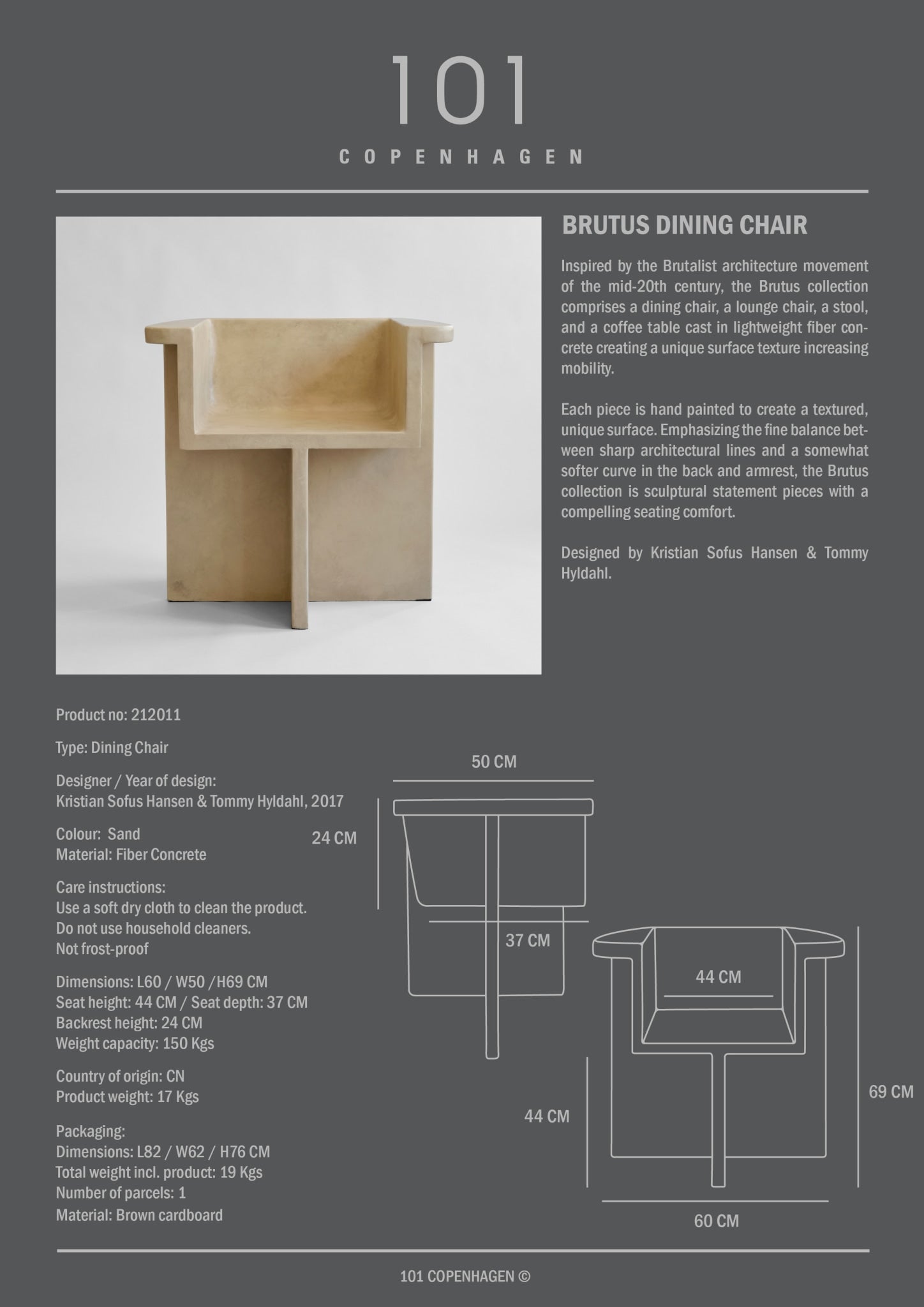 101 Copenhagen - Brutus Dining Chair - Sand - Dining Chair
