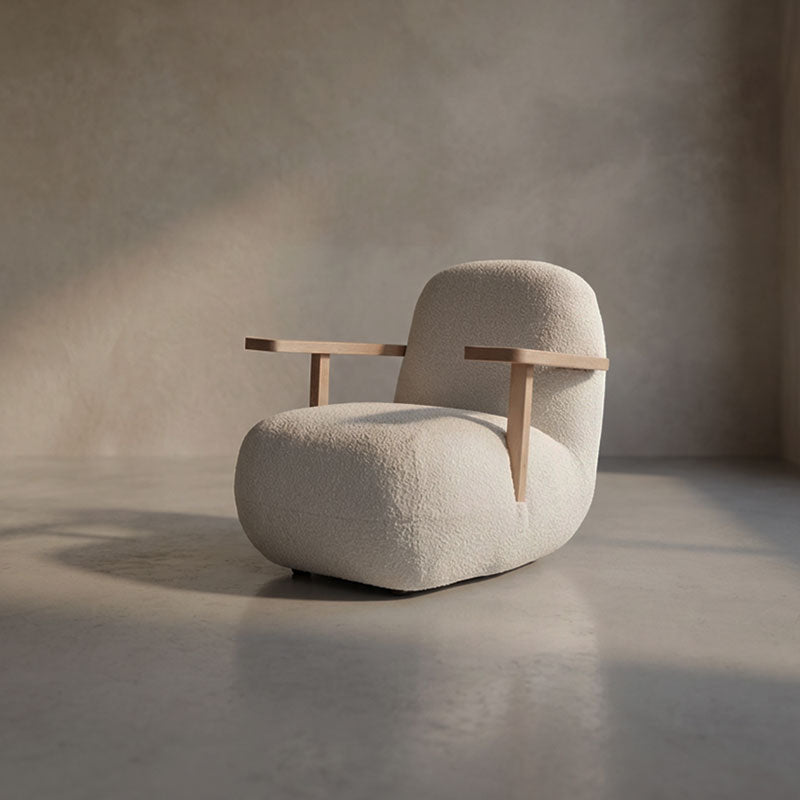 Toe Chair Armrest - Natural Oak Off White