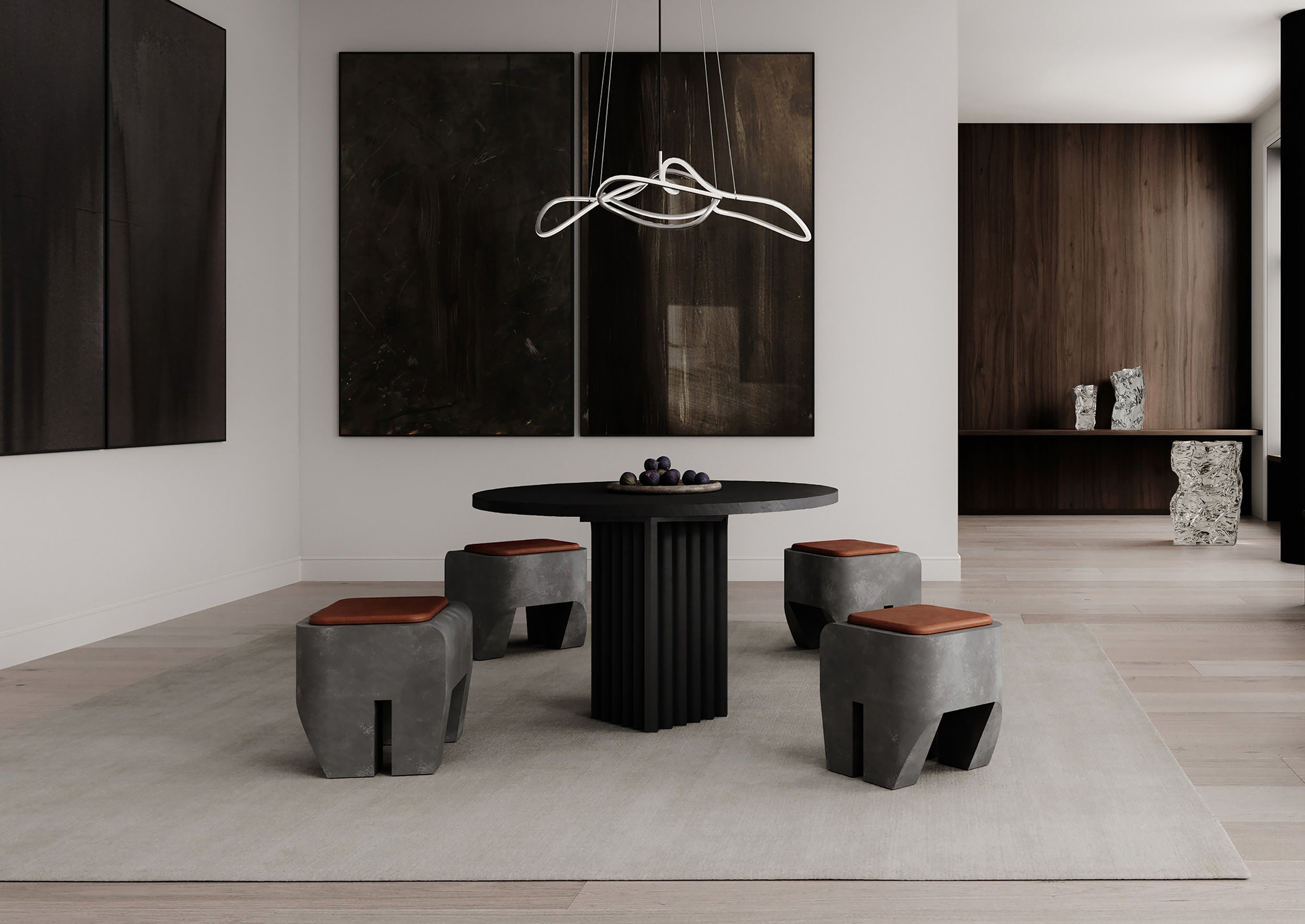101 Copenhagen Sculpt stools and Ghost Chandelier