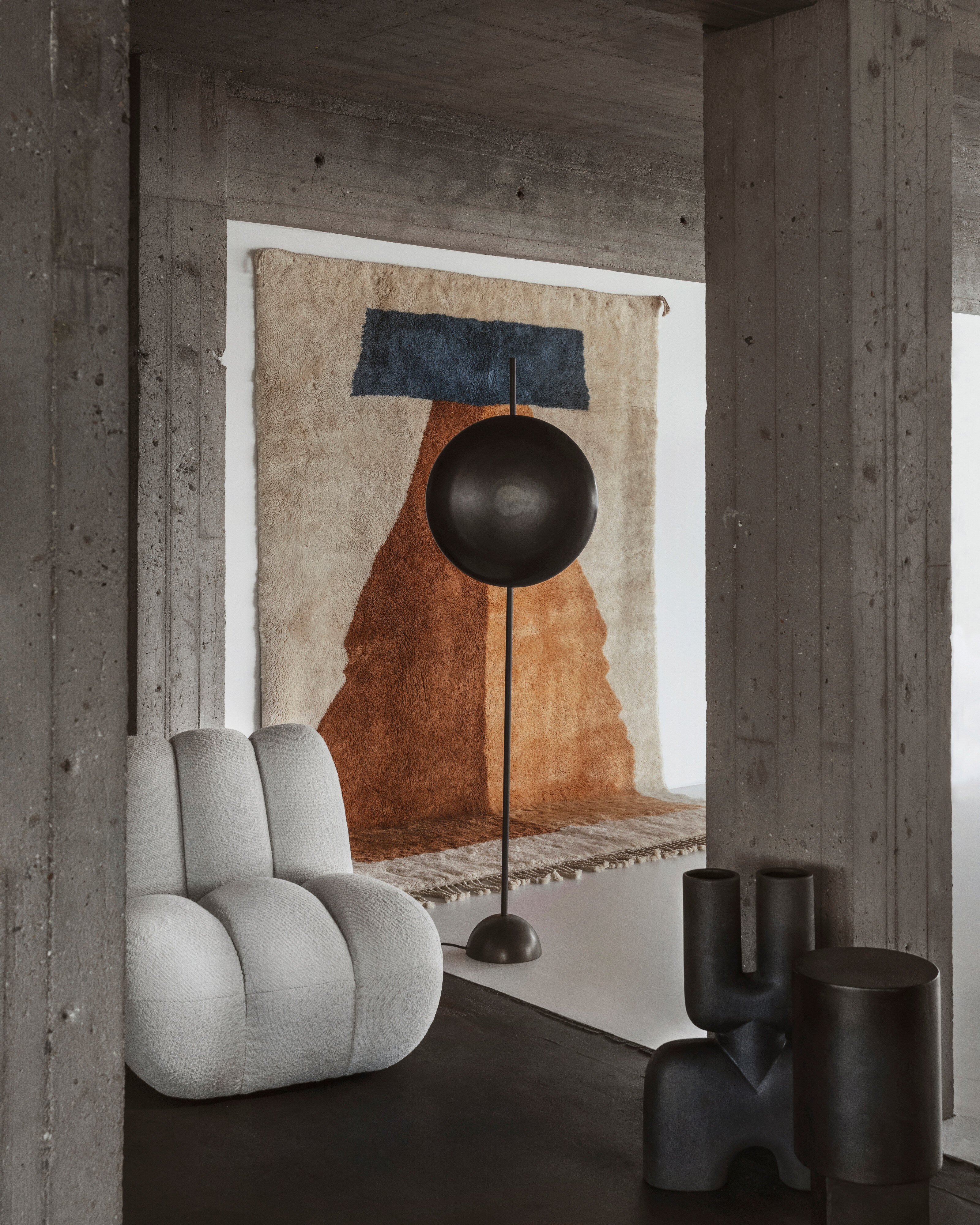 Bouclé Off White Furniture | Sculptural Lounge Seating in Soft