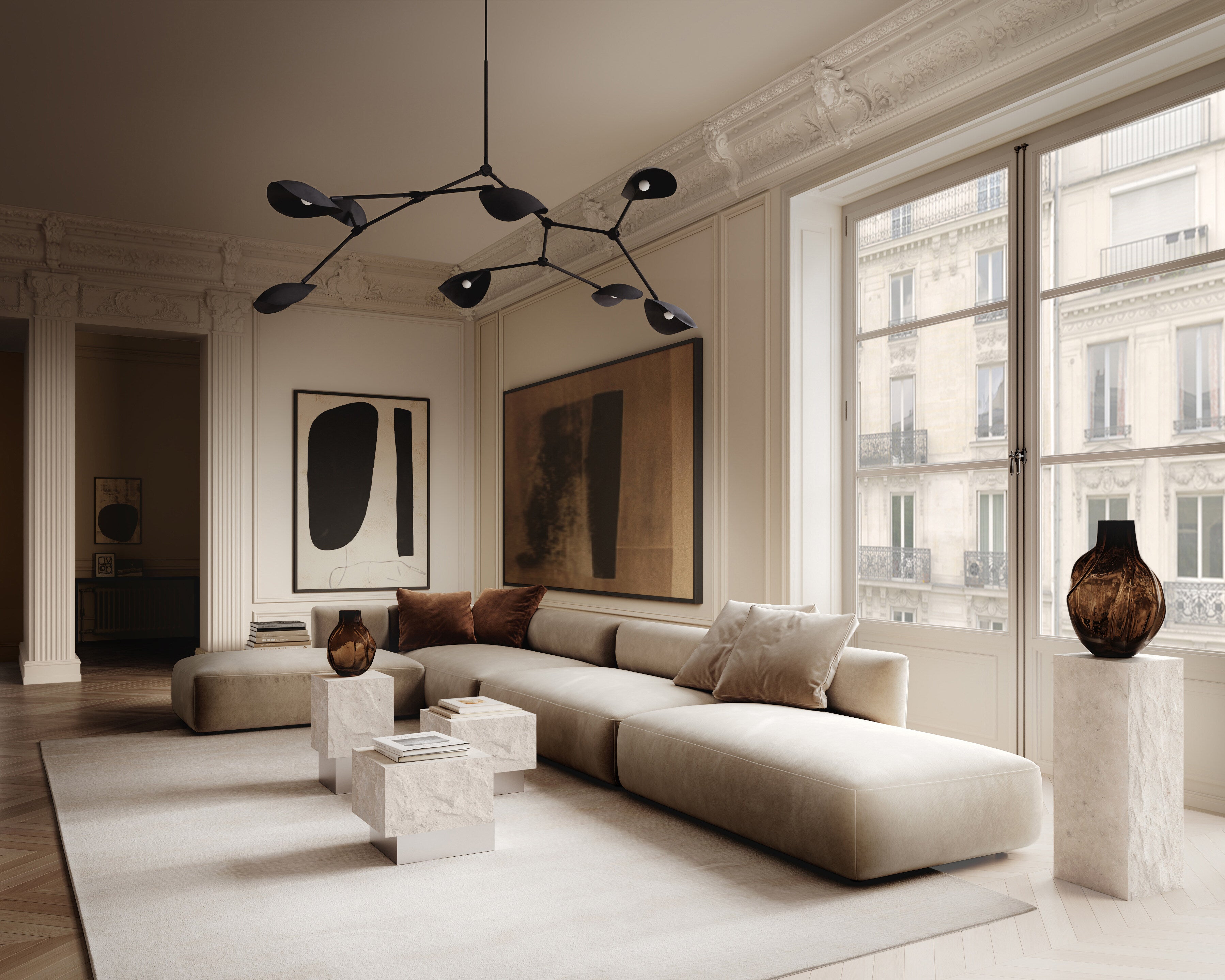 101 Copenhagen - Stingray Chandelier, Grande - Burned Black (5m) - Chandelier