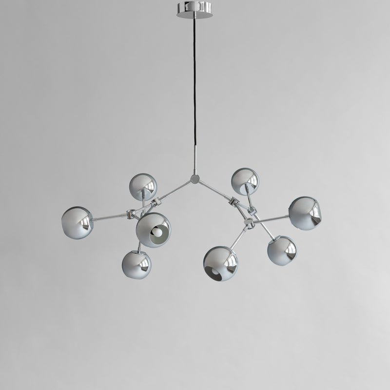 101 Copenhagen - Drop Chandelier Globe, Mini - Chrome (5m) - Chandelier