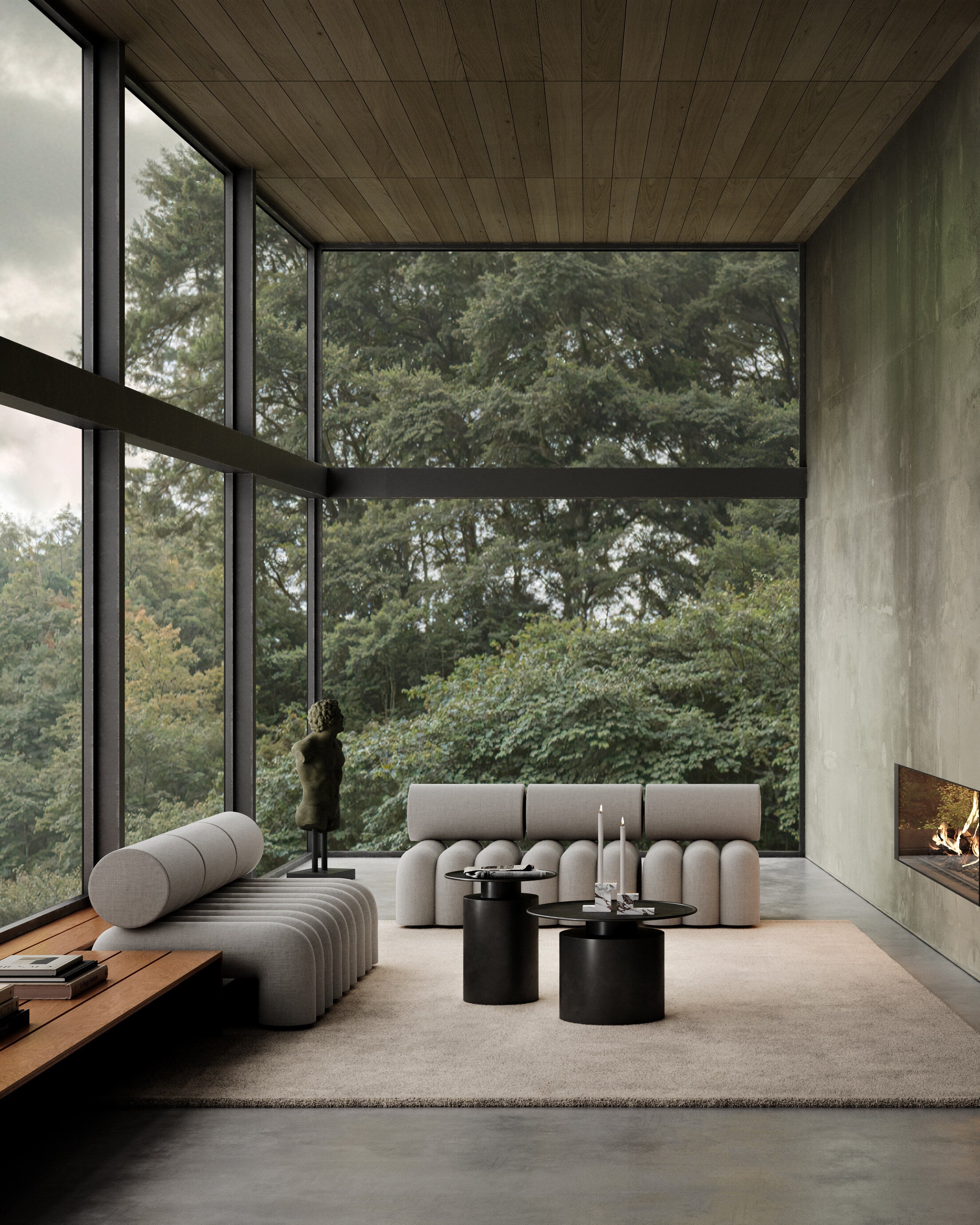 101 Copenhagen - Pillar Table, Low - Burned Black - Coffee Table