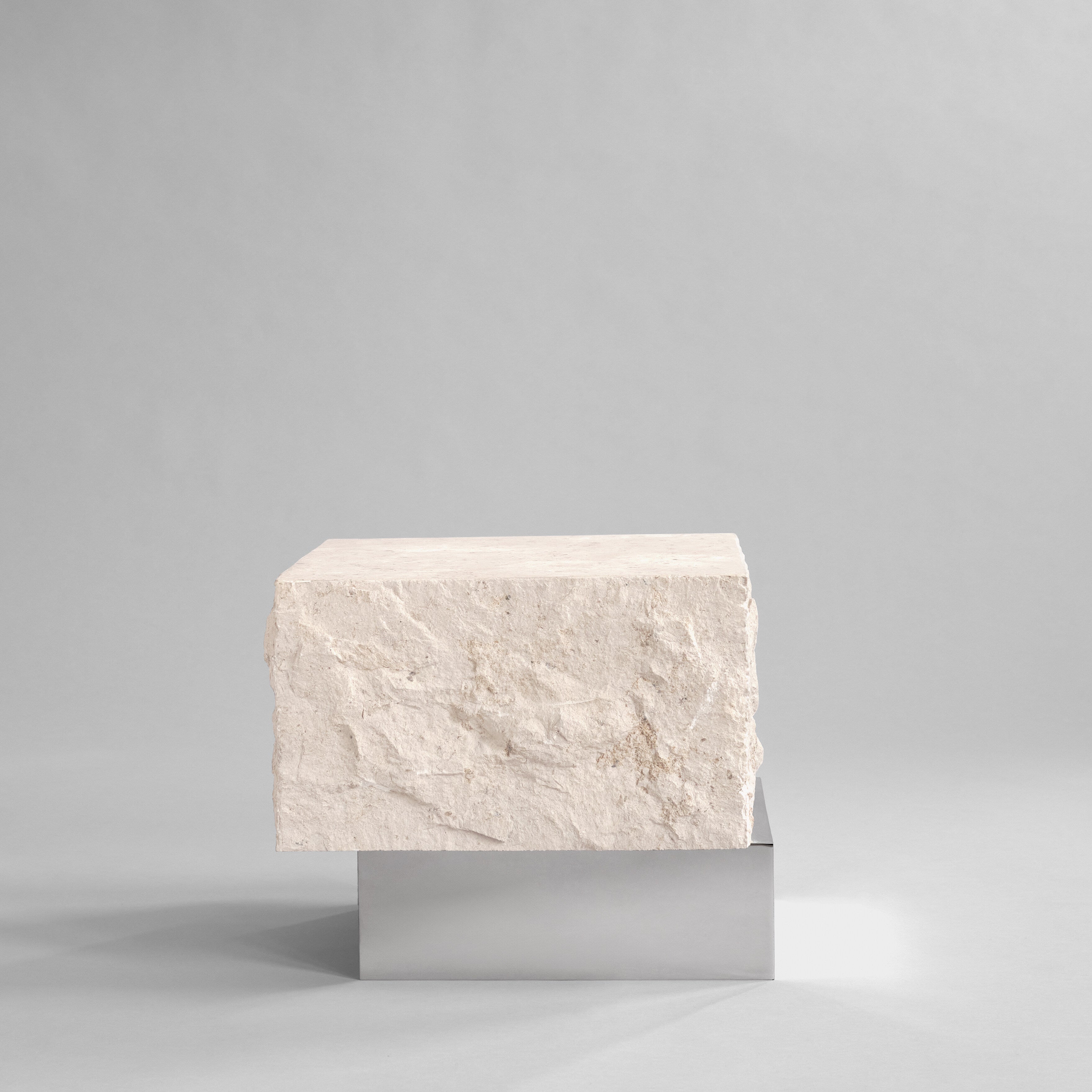 101 Copenhagen - Temple Coffee Table, Low - Chrome / Limestone - Coffee Table