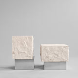 101 Copenhagen - Temple Coffee Table, Low - Chrome / Limestone - Coffee Table