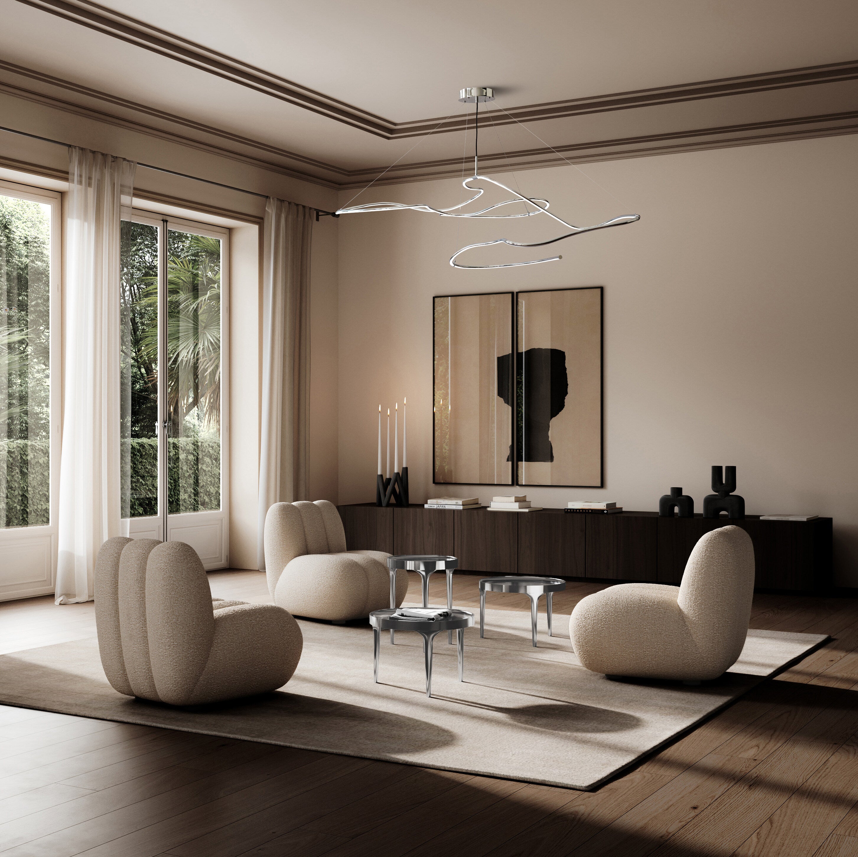 101 Copenhagen - Ghost Chandelier, Big - Chrome (5m) - Chandelier