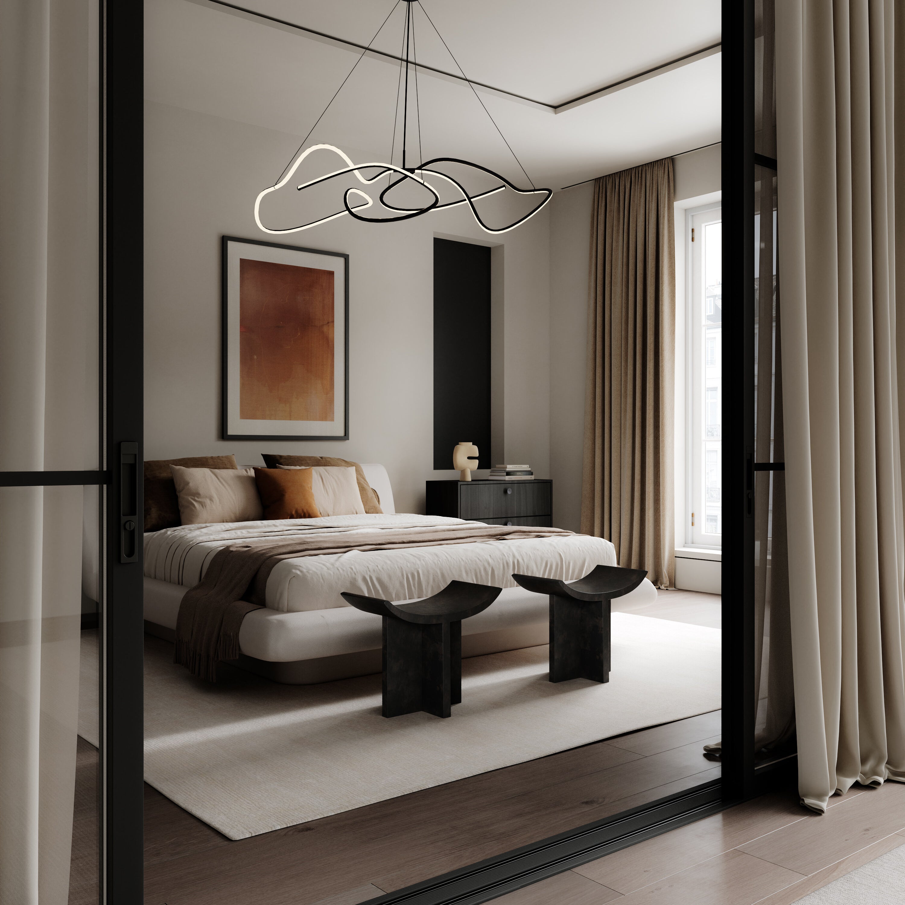 101 Copenhagen - Ghost Chandelier, Big - Burned Black (5m) - Chandelier