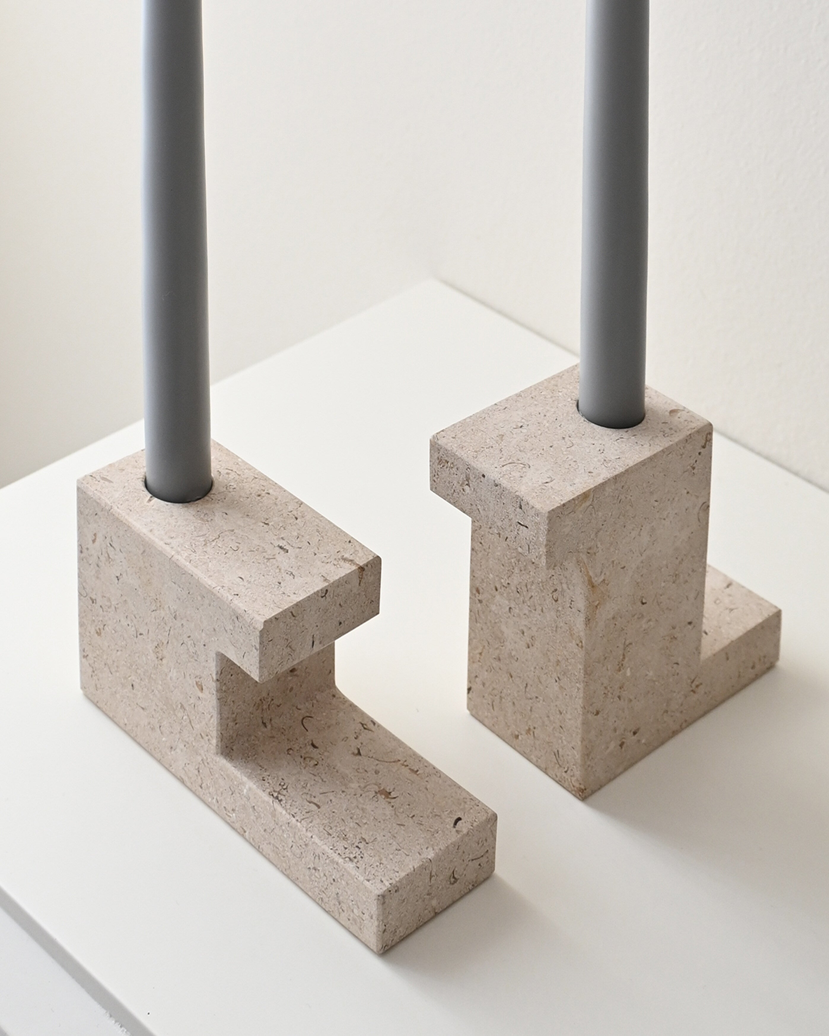101 Copenhagen - Brick Candle Holder, Tall - Limestone - Candle Holder