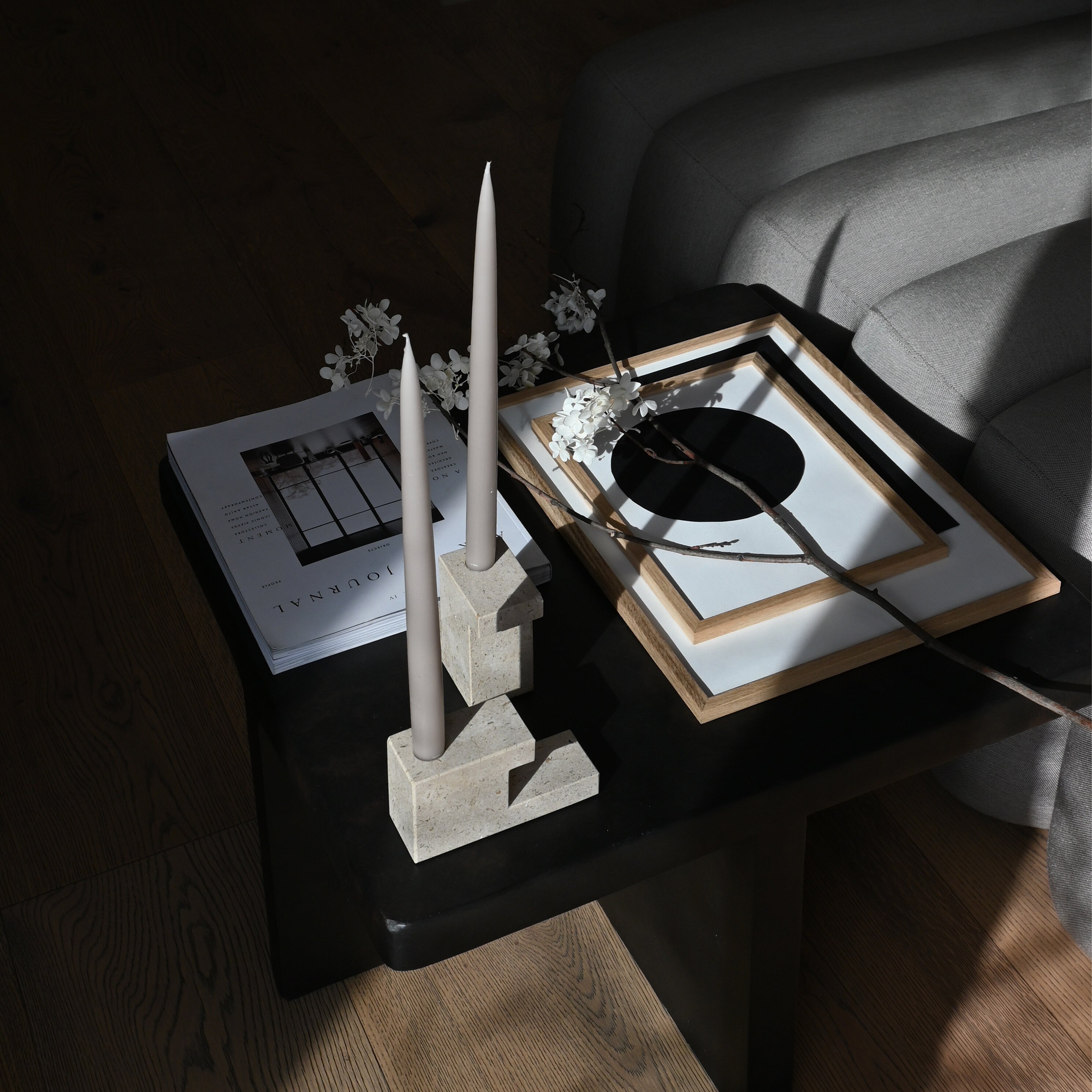 101 Copenhagen - Brick Candle Holder, Low - Limestone - Candle Holder