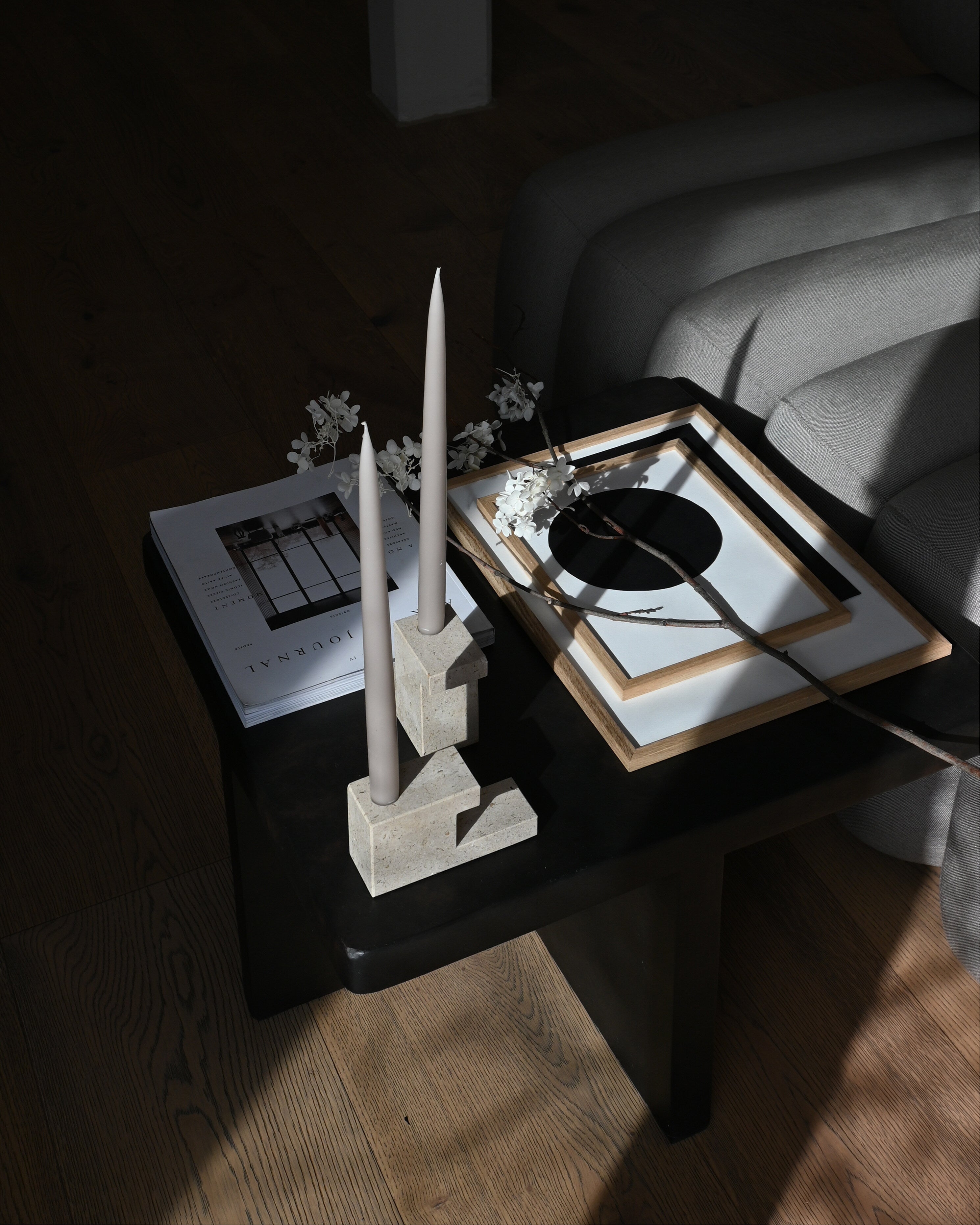 101 Copenhagen - Brick Candle Holder, Low - Limestone - Candle Holder