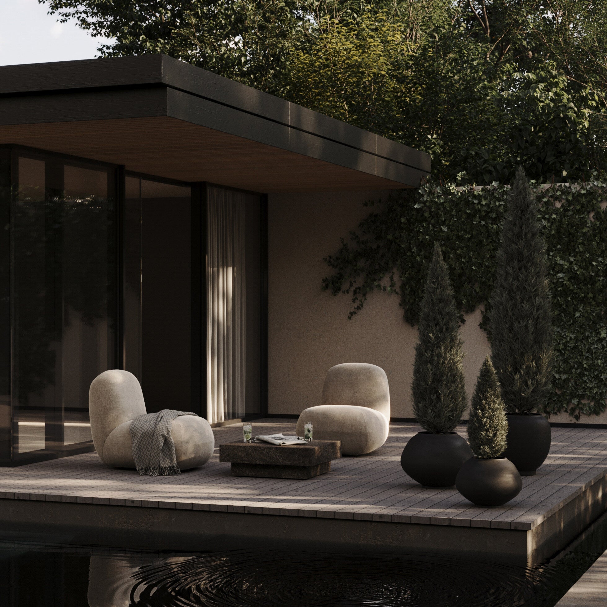 101 Copenhagen - Sunao Plant Pot Fat, Big - Black - Plant Pot