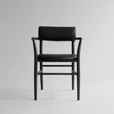 Nama Dining Chair, Armrest Coffee Black  - Aniline Leather