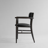 Nama Dining Chair, Armrest Coffee Black  - Aniline Leather