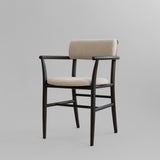 Nama Dining Chair, Armrest - Coffee Black, Linen