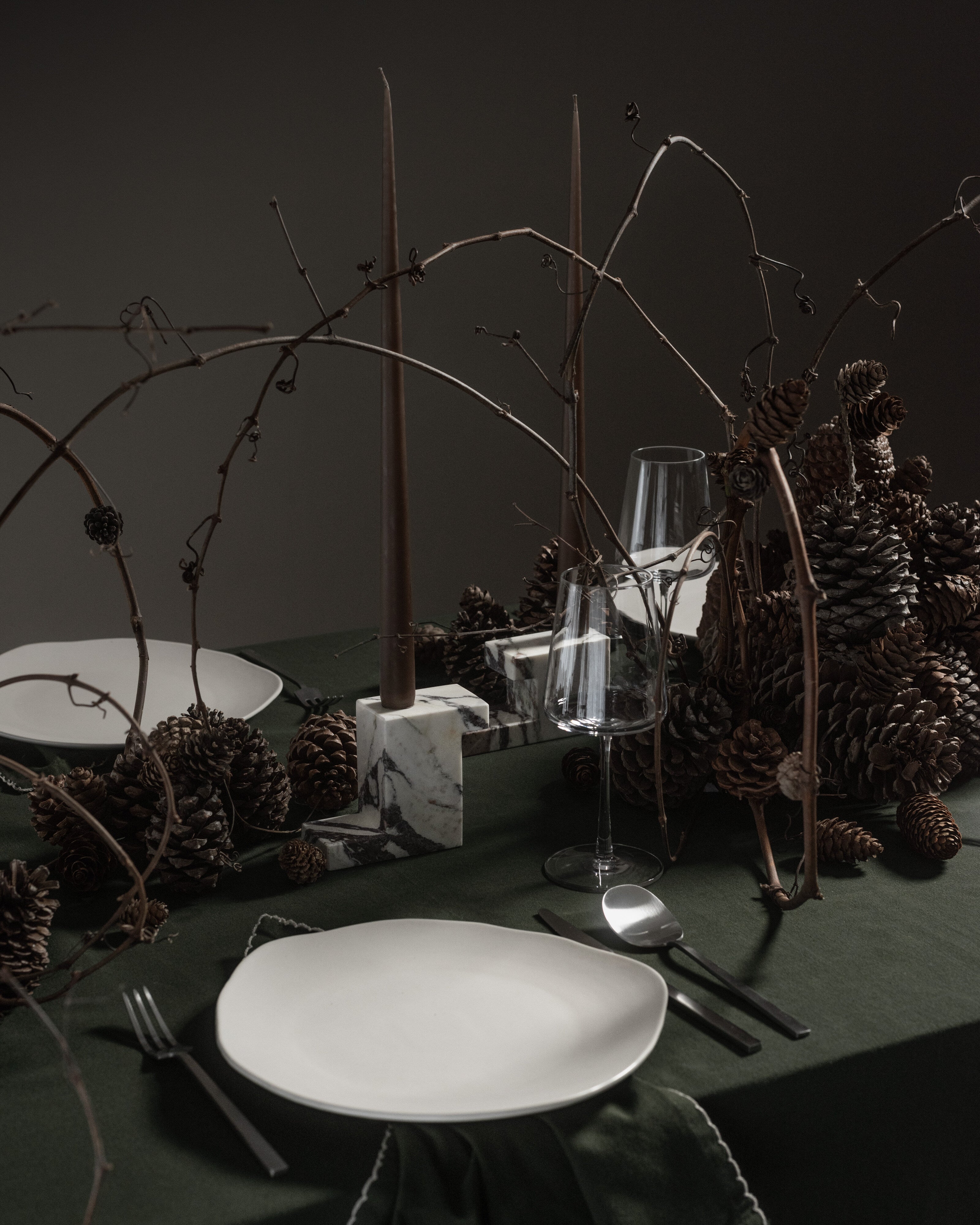 101 Copenhagen - Brick Candle Holder, Low - Calacatta - Candle Holder