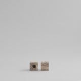 101 Copenhagen - Cube Candle Holders -  Silver Travertine - Candle Holder