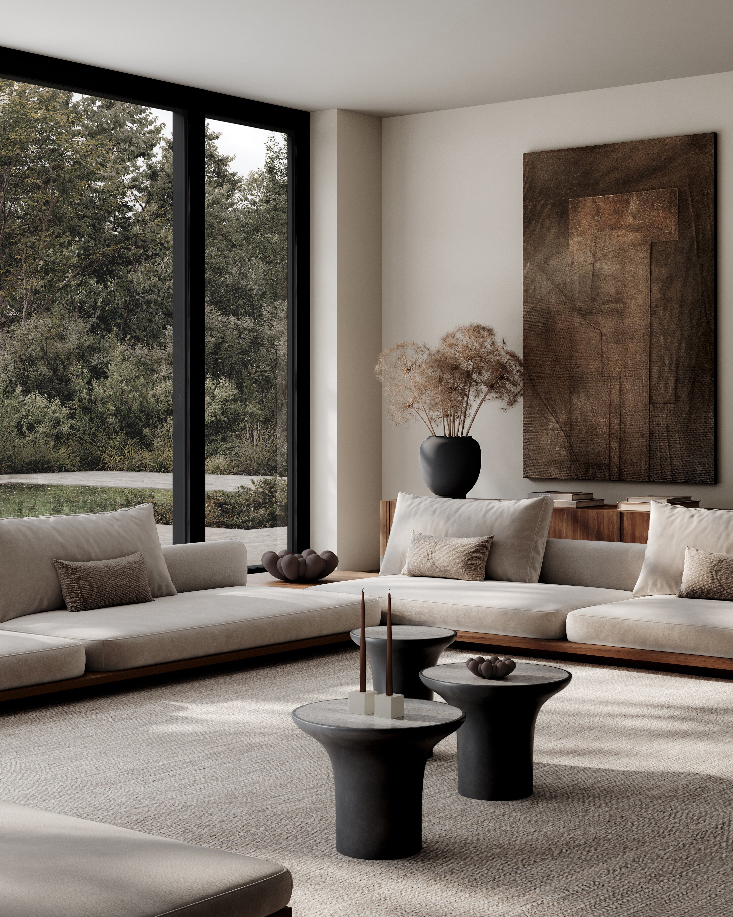 101 Copenhagen - Trumpet Table, Low - Silver Travertine - Coffee Table