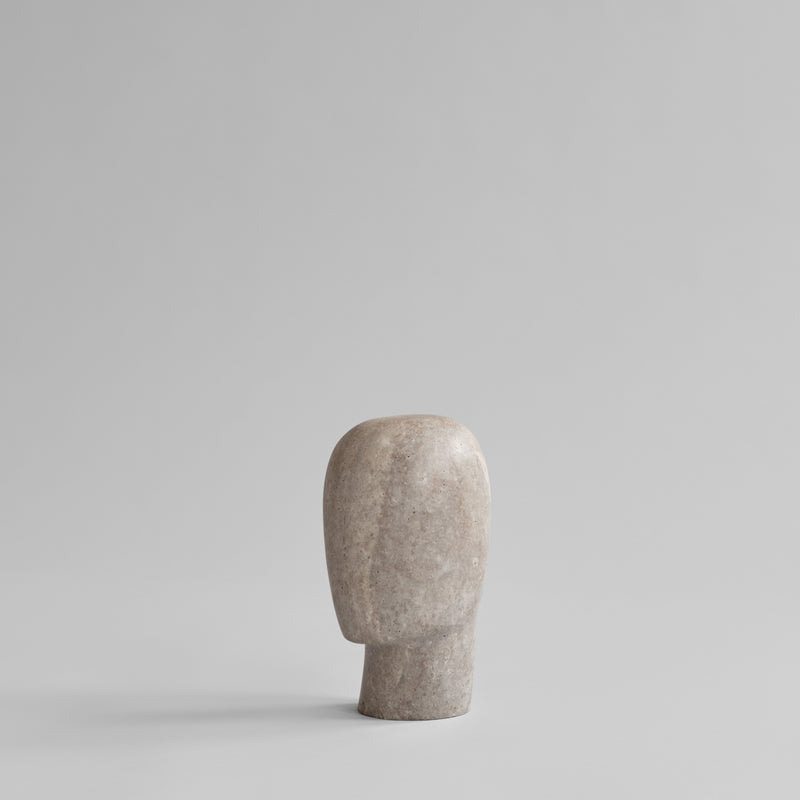 Head Sculpture, Mini - Silver Travertine