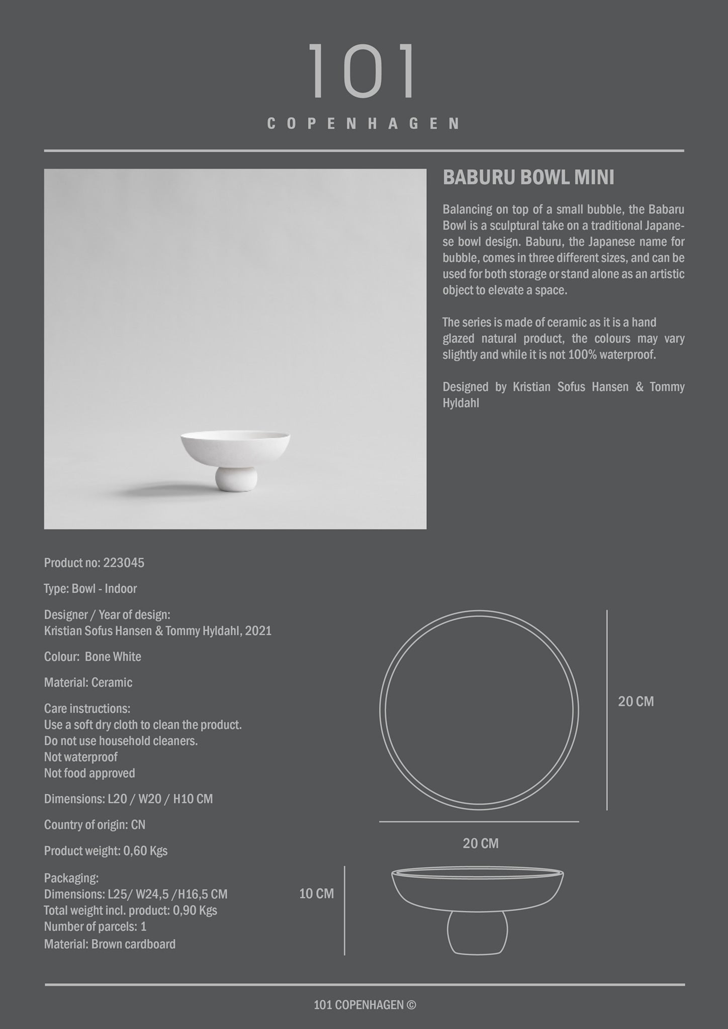 101 Copenhagen - Baburu Bowl, Mini - Bone White - Ceramic bowl