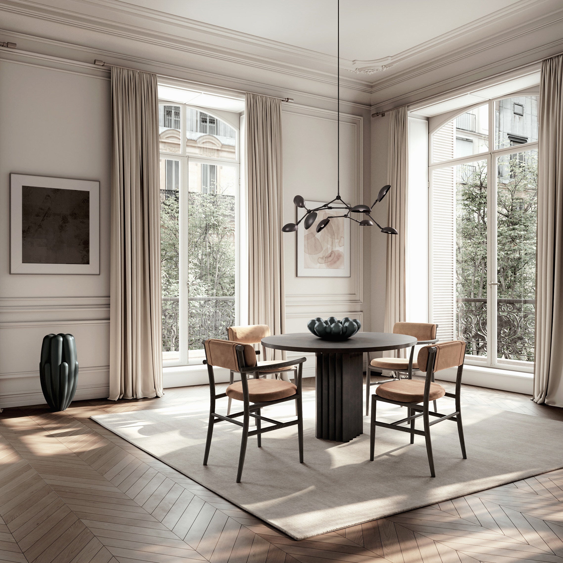 Arc Dining Table, Ø120 - Coffee Black Oak
