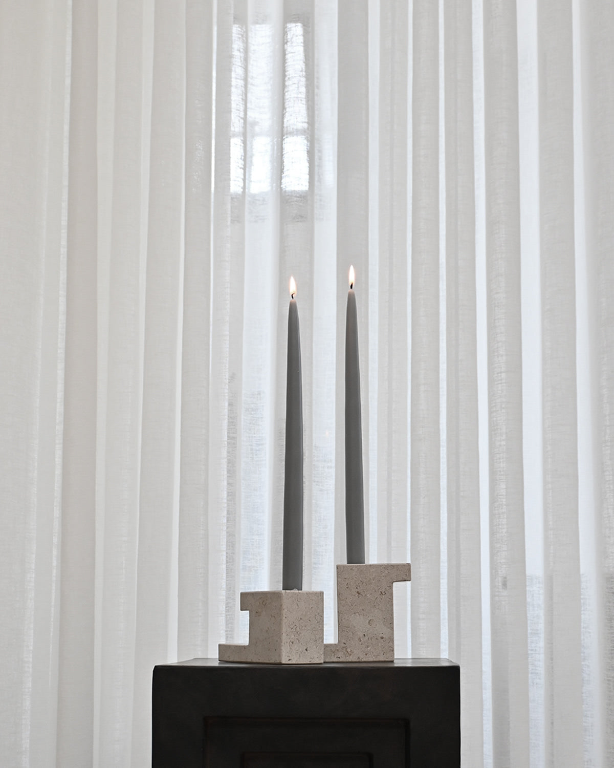 101 Copenhagen - Brick Candle Holder, Tall - Limestone - Candle Holders