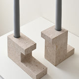 101 Copenhagen - Brick Candle Holder, Tall - Limestone - Candle Holders