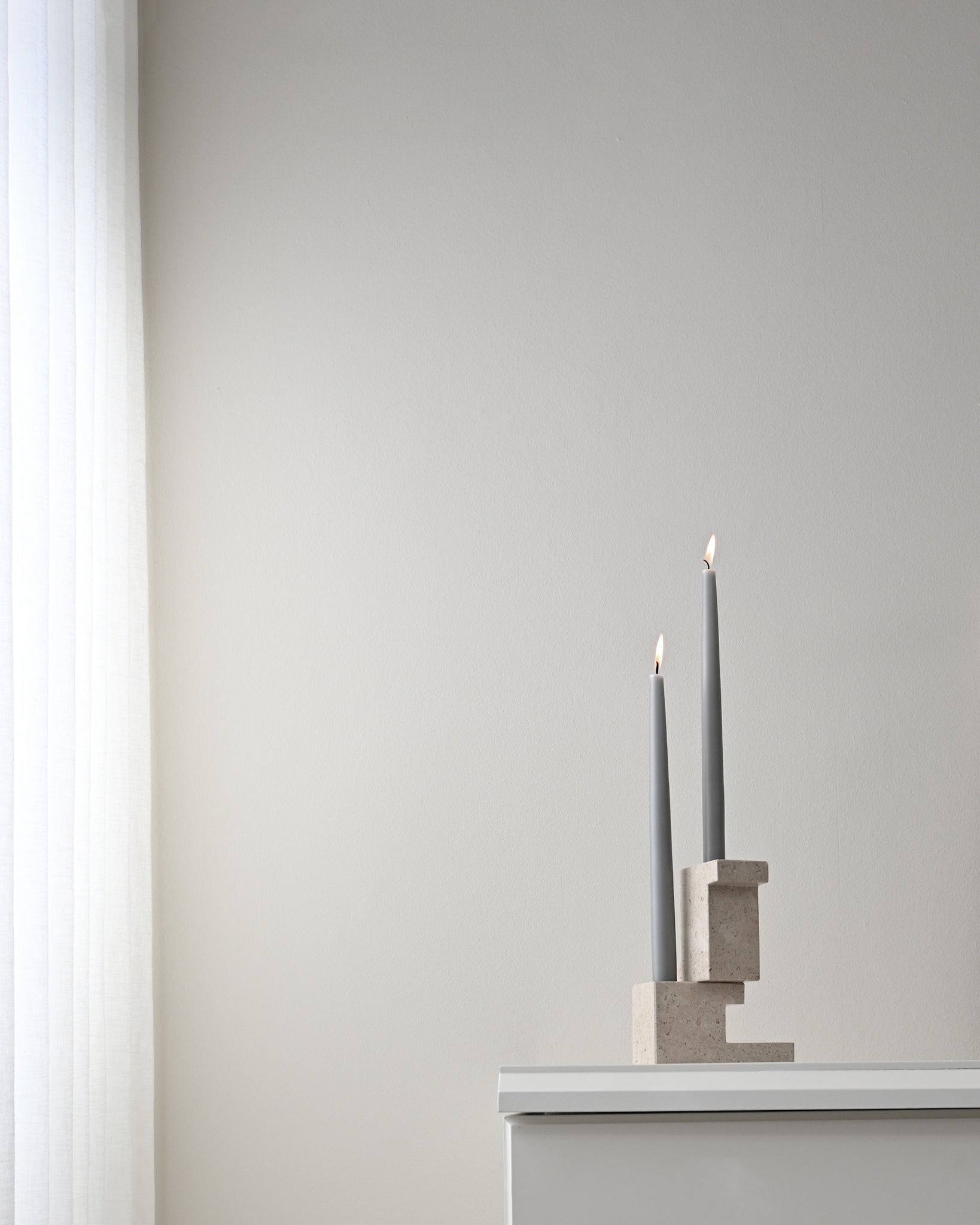 101 Copenhagen - Brick Candle Holder, Tall - Limestone - Candle Holders
