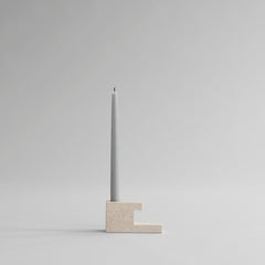 Brick Candle Holder, Low - Limestone