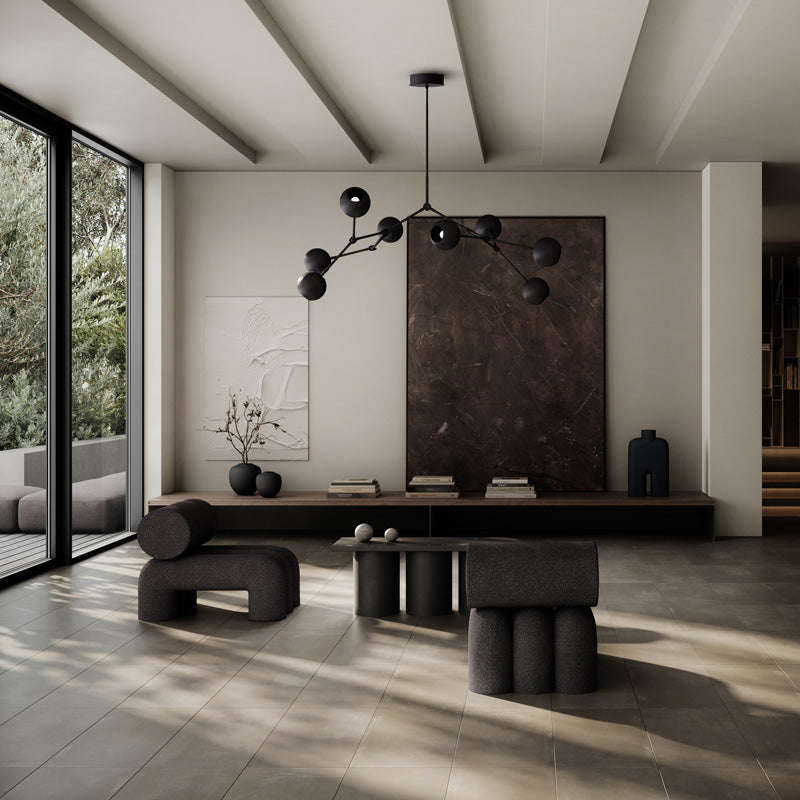 Foku living room with Drop Chandelier globe