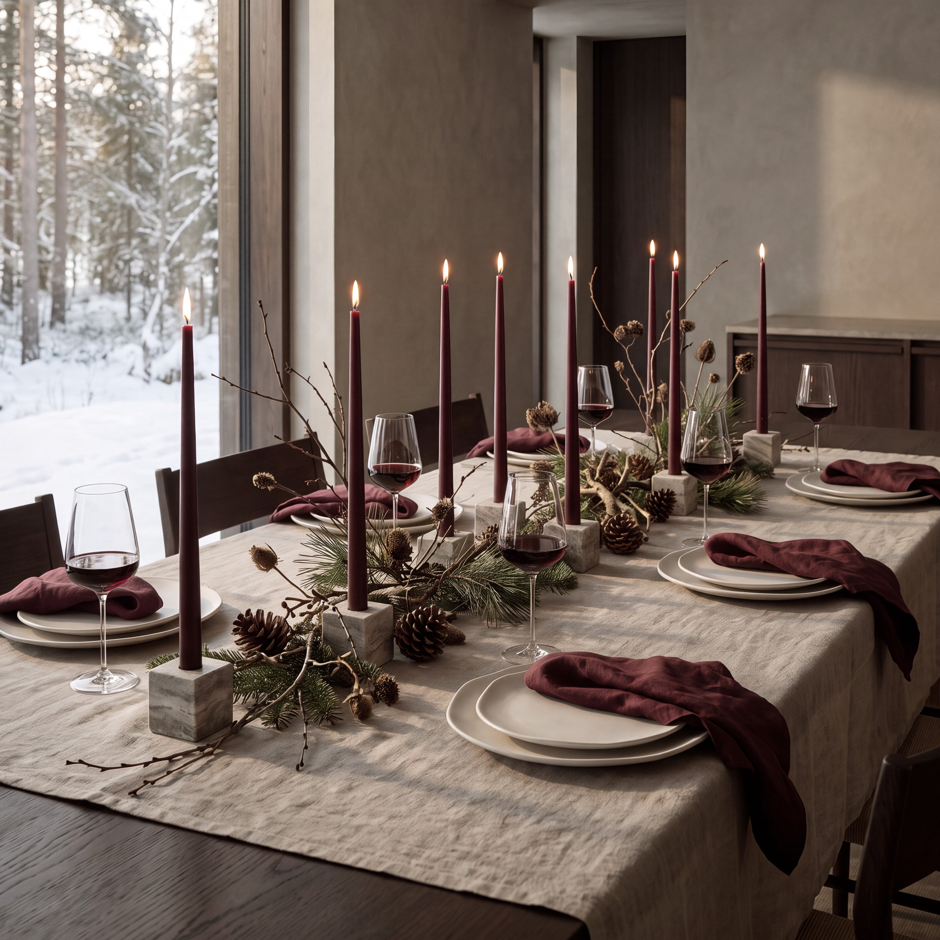 Cube Candle Holders -  Silver Travertine